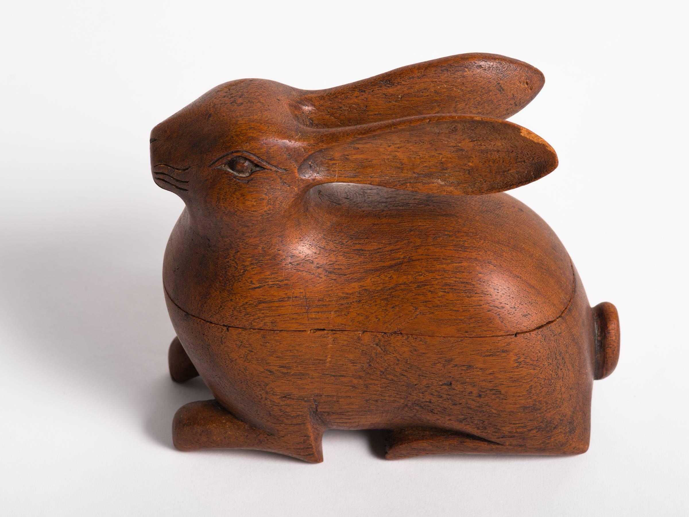 1940s French Carved Wood Rabbit Box at 1stDibs