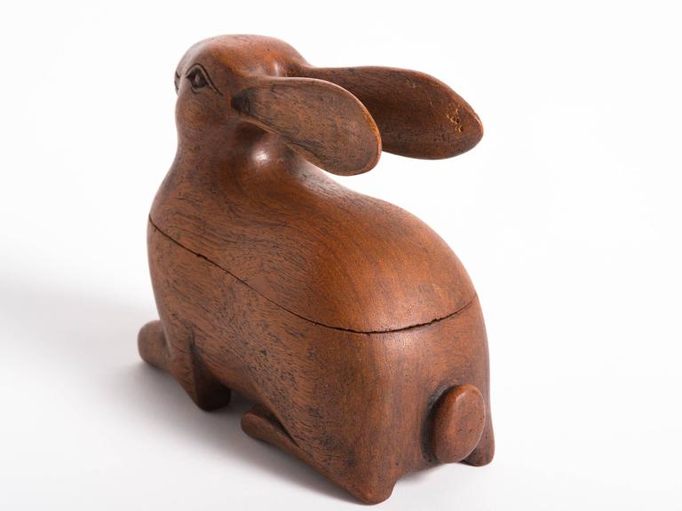 1940s French Carved Wood Rabbit Box at 1stDibs