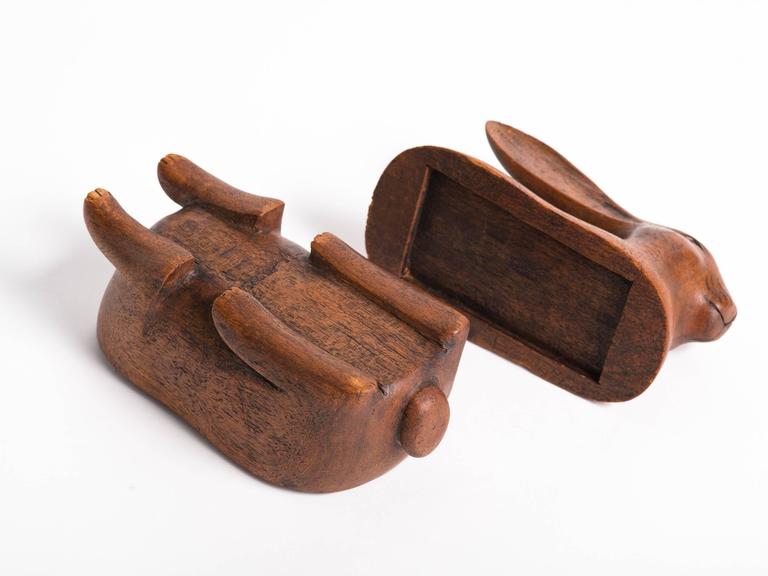 1940s French Carved Wood Rabbit Box at 1stDibs