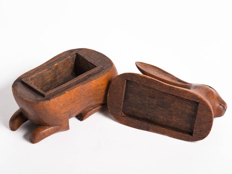 1940s French Carved Wood Rabbit Box at 1stDibs