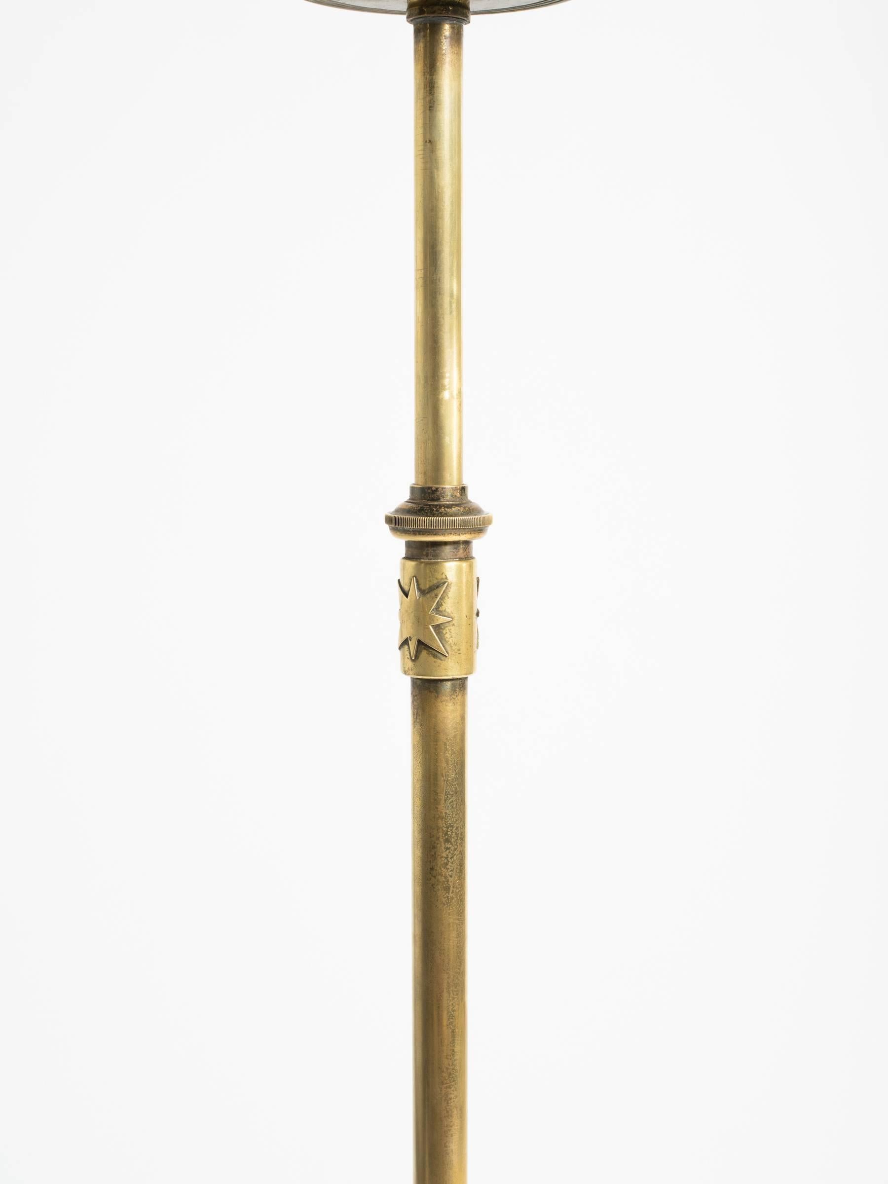 1930s Brass Deco Adjustable Floorlamp In Good Condition In Tarrytown, NY