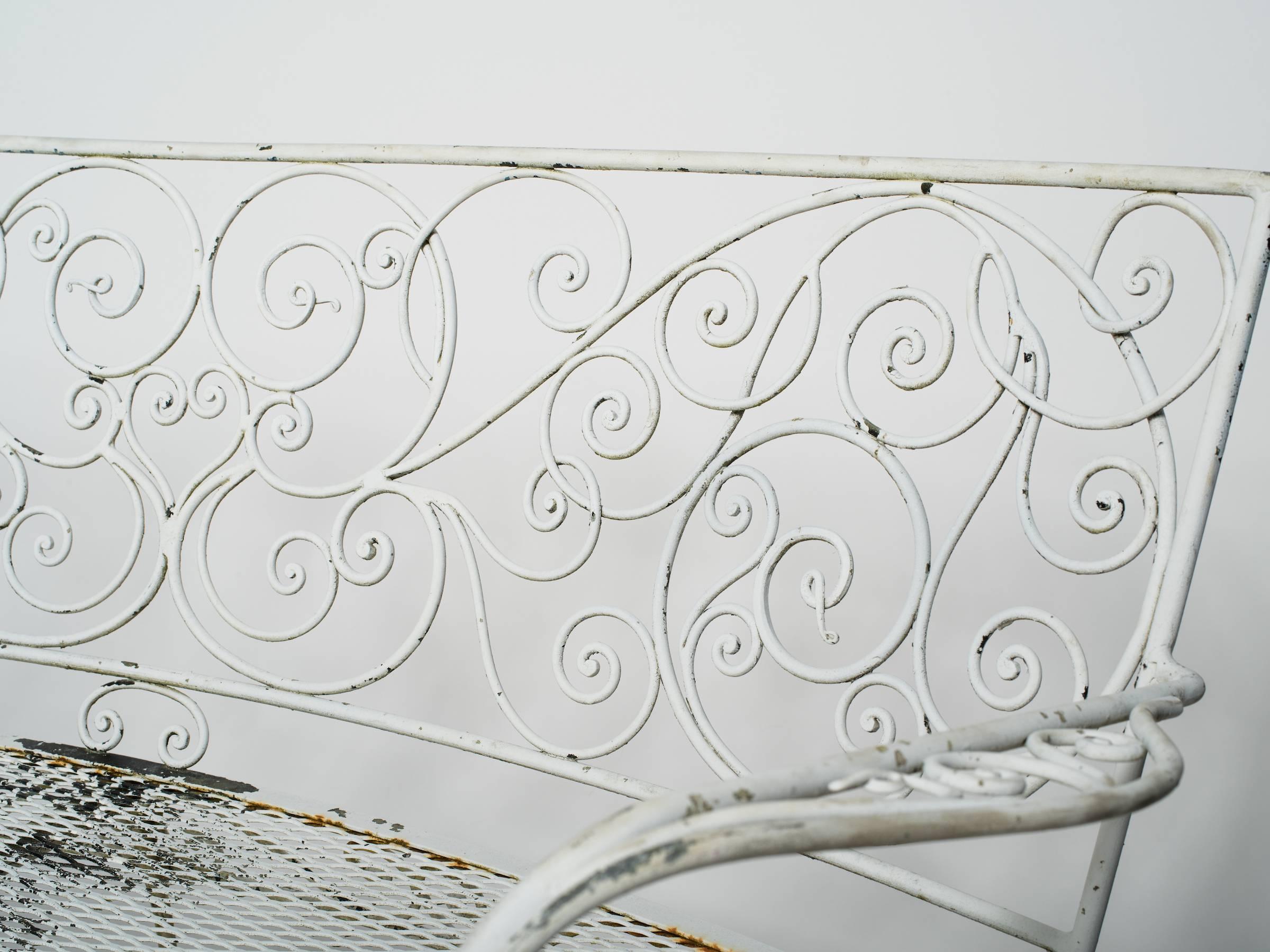 1950s Curved Iron Garden Bench 1