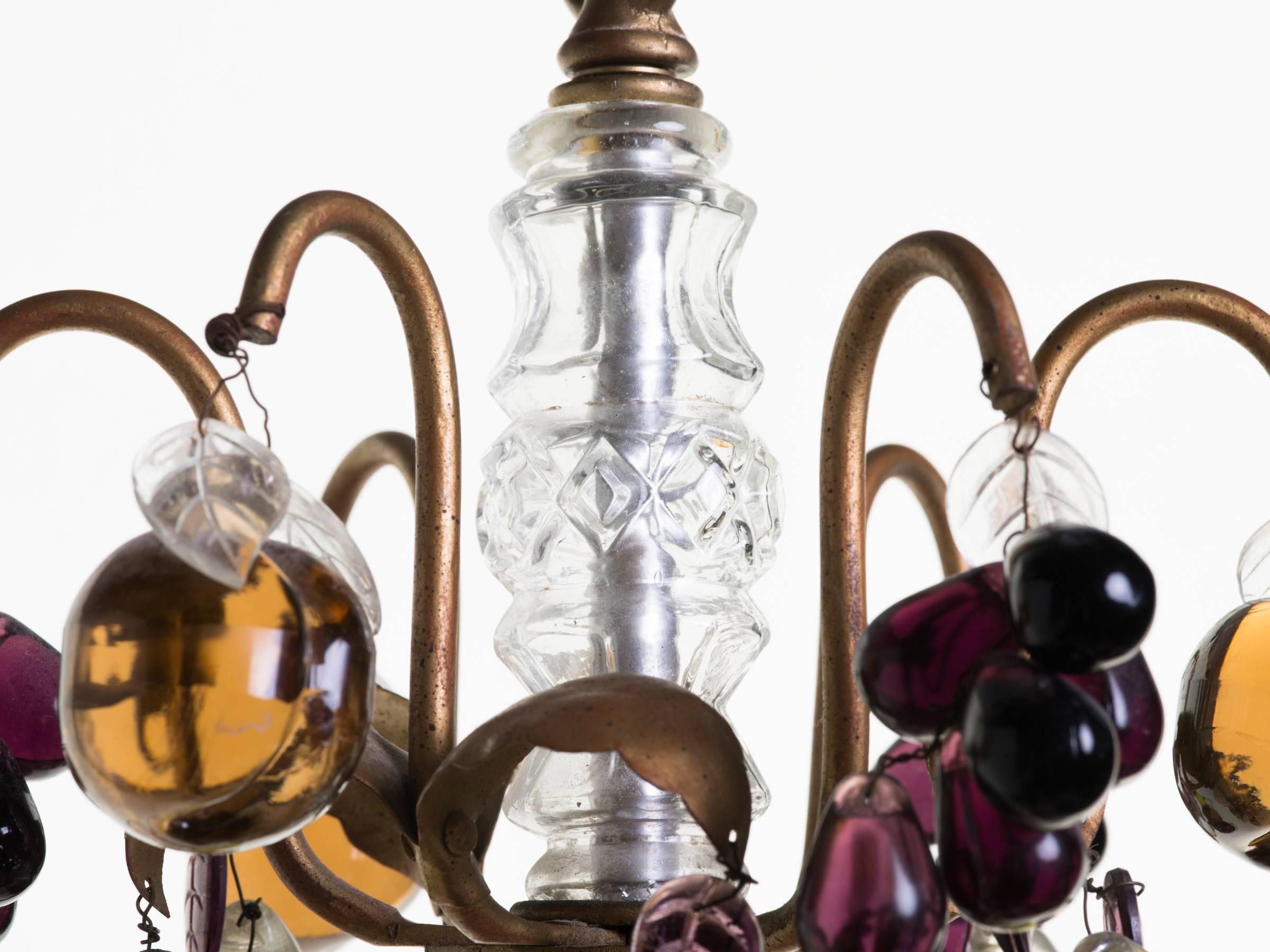 Small glass fruit chandelier from Italy.