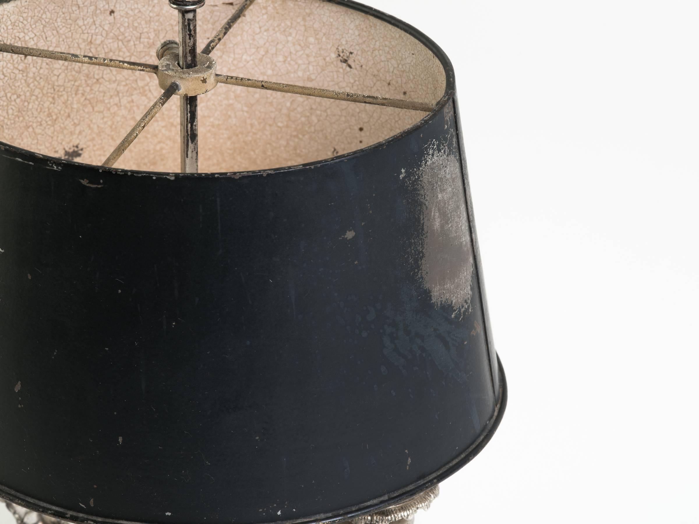 Lampe bouillotte française du début du siècle en métal argenté en vente 1