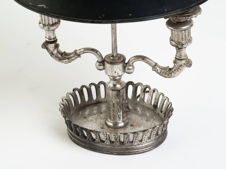 Turn of the Century French Silver Plate Bouillotte Lamp For Sale 2