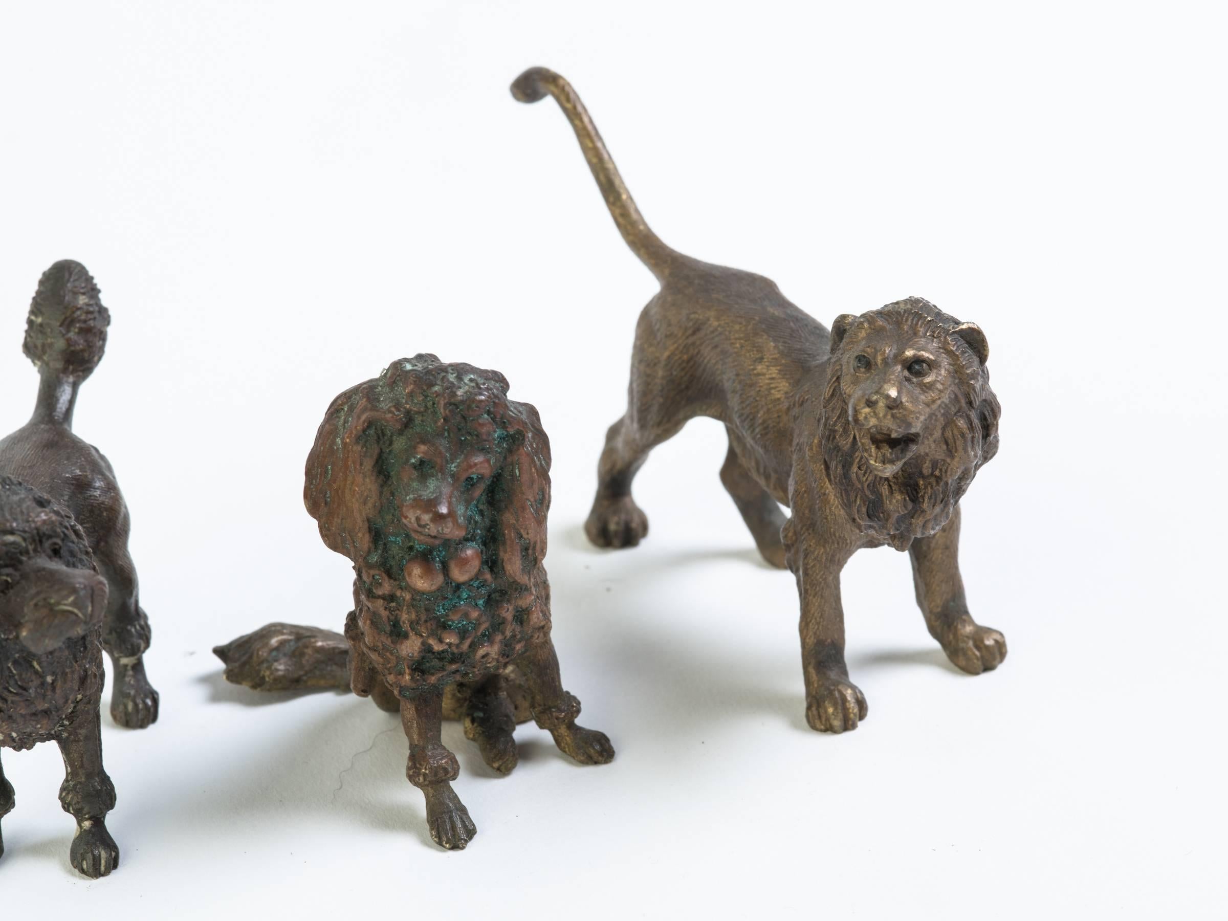 Three Vienna Bronzes of a Dog, Poodle and Lion In Good Condition For Sale In Tarrytown, NY