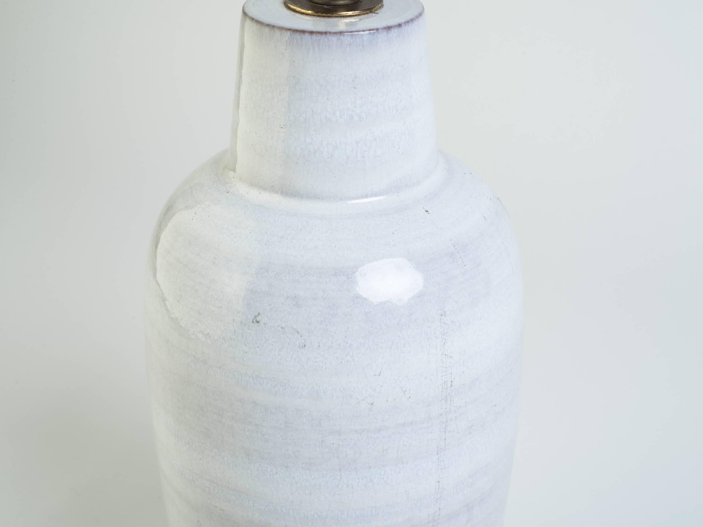 Large 1960s Terracotta Lamp with White Glaze 1