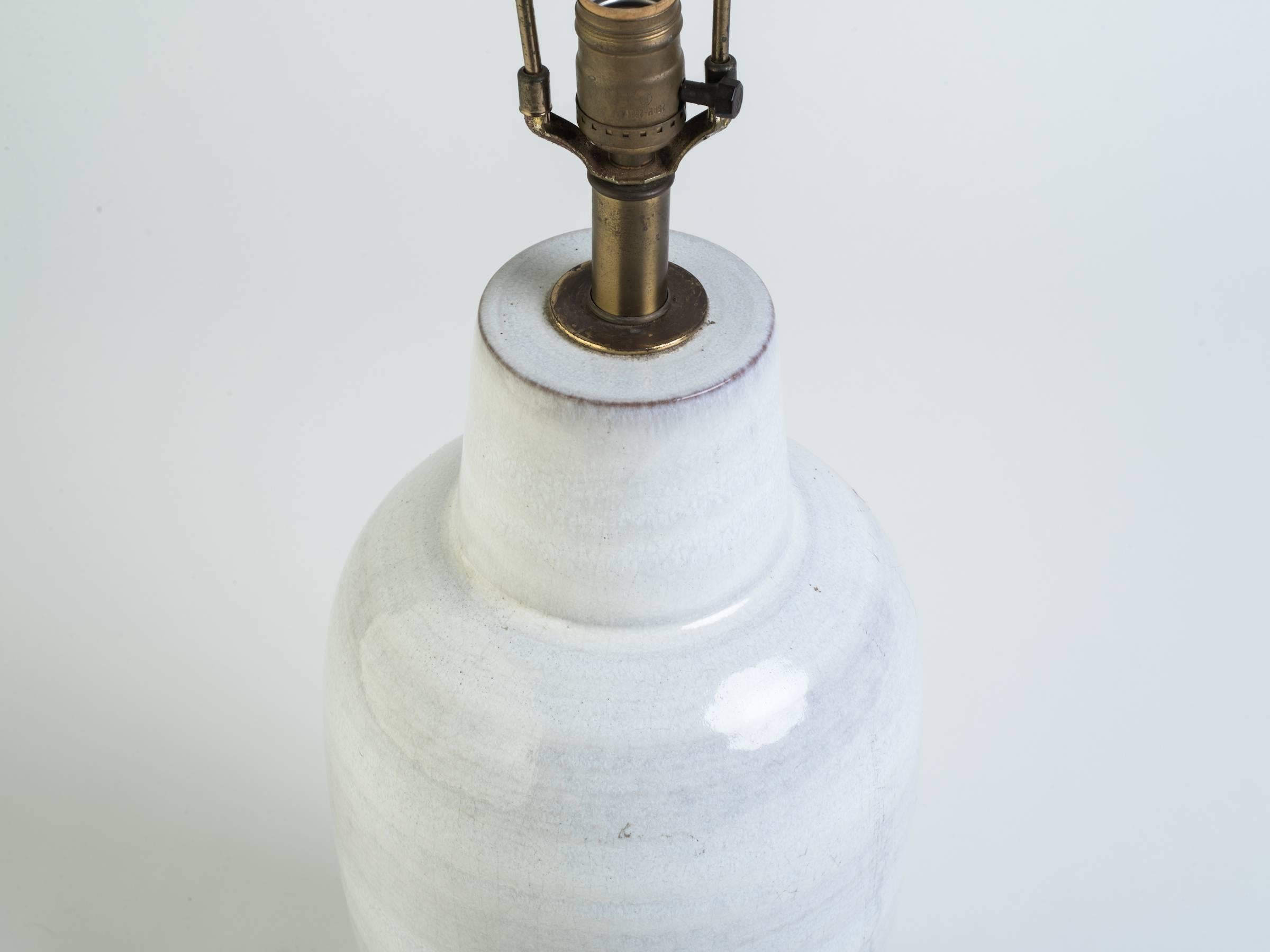 Large 1960s Terracotta Lamp with White Glaze 2