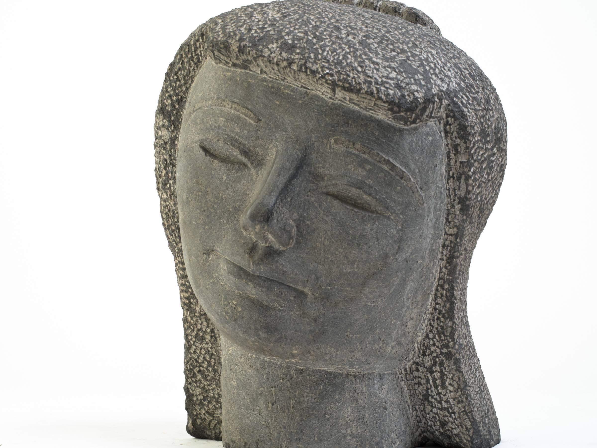 Carved Stone Kwan Yin Head 1