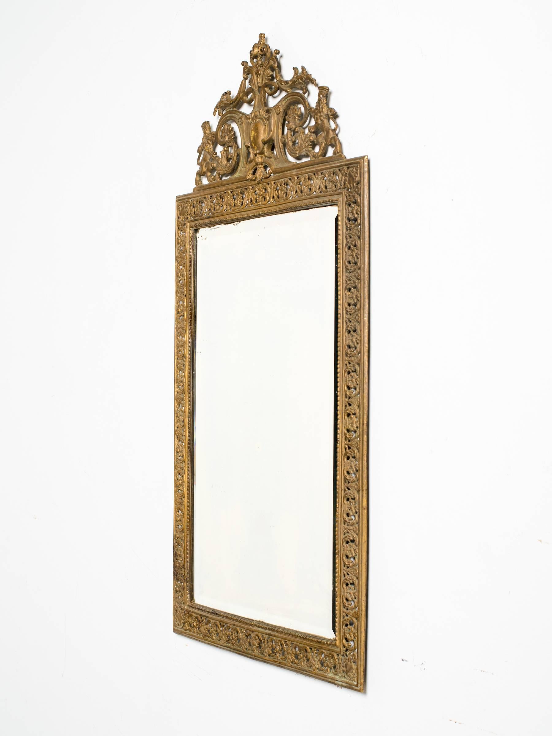 19th century English brass mirror.