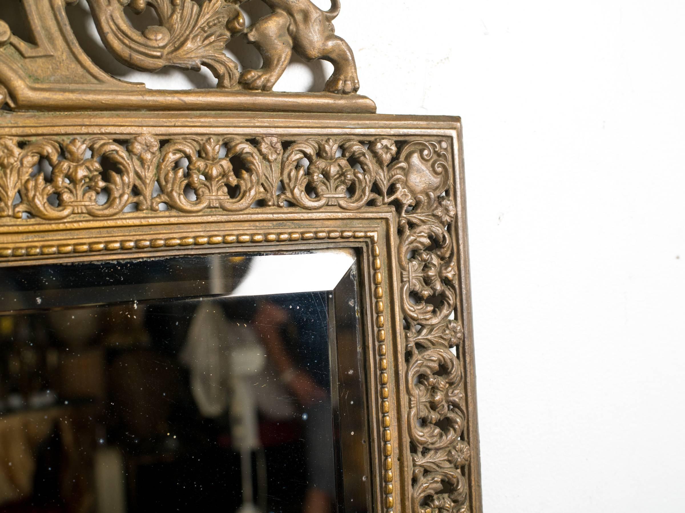 19th Century English Brass Mirror In Good Condition In Tarrytown, NY