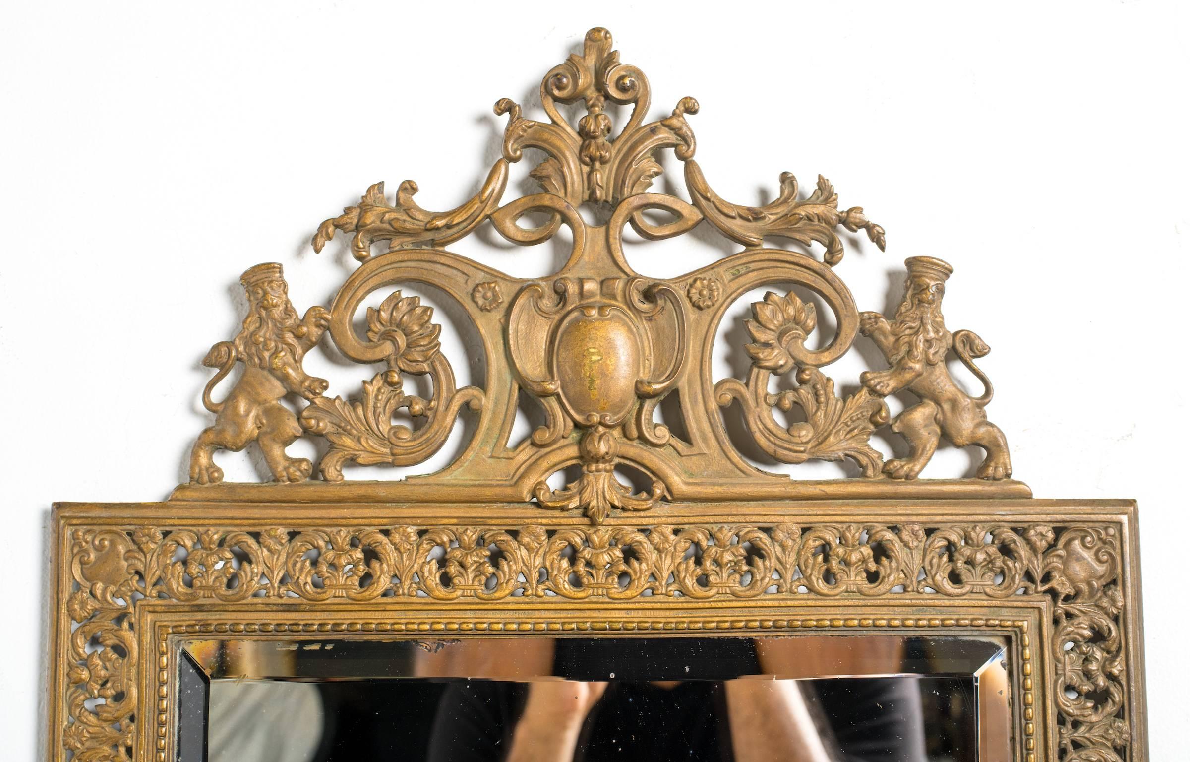 19th Century English Brass Mirror 1