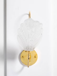 Blattglas- und Messing-Wandleuchter