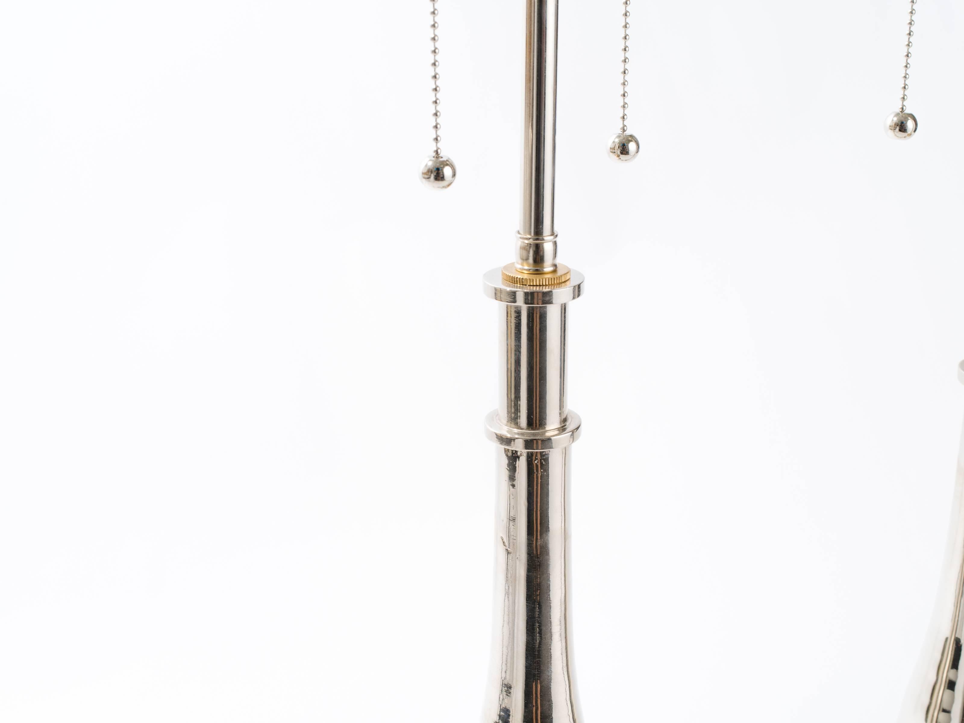 20th Century Pair of Nickel-Plated Metal Lamps
