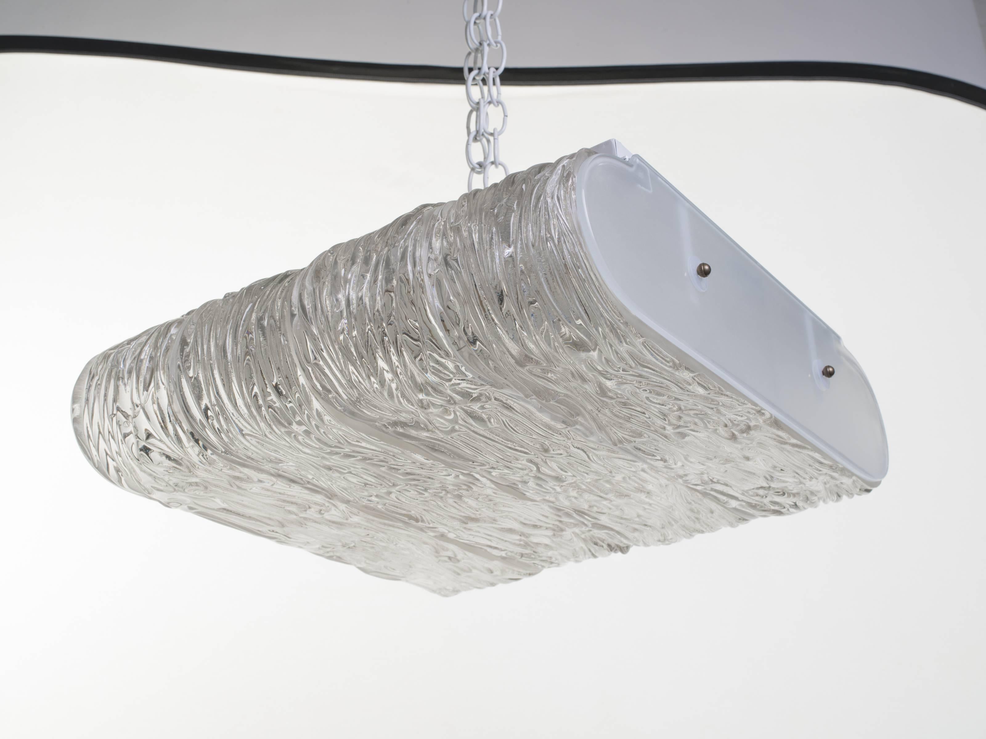 Italian Textured Glass Flush Mount Fixture In Good Condition For Sale In Tarrytown, NY