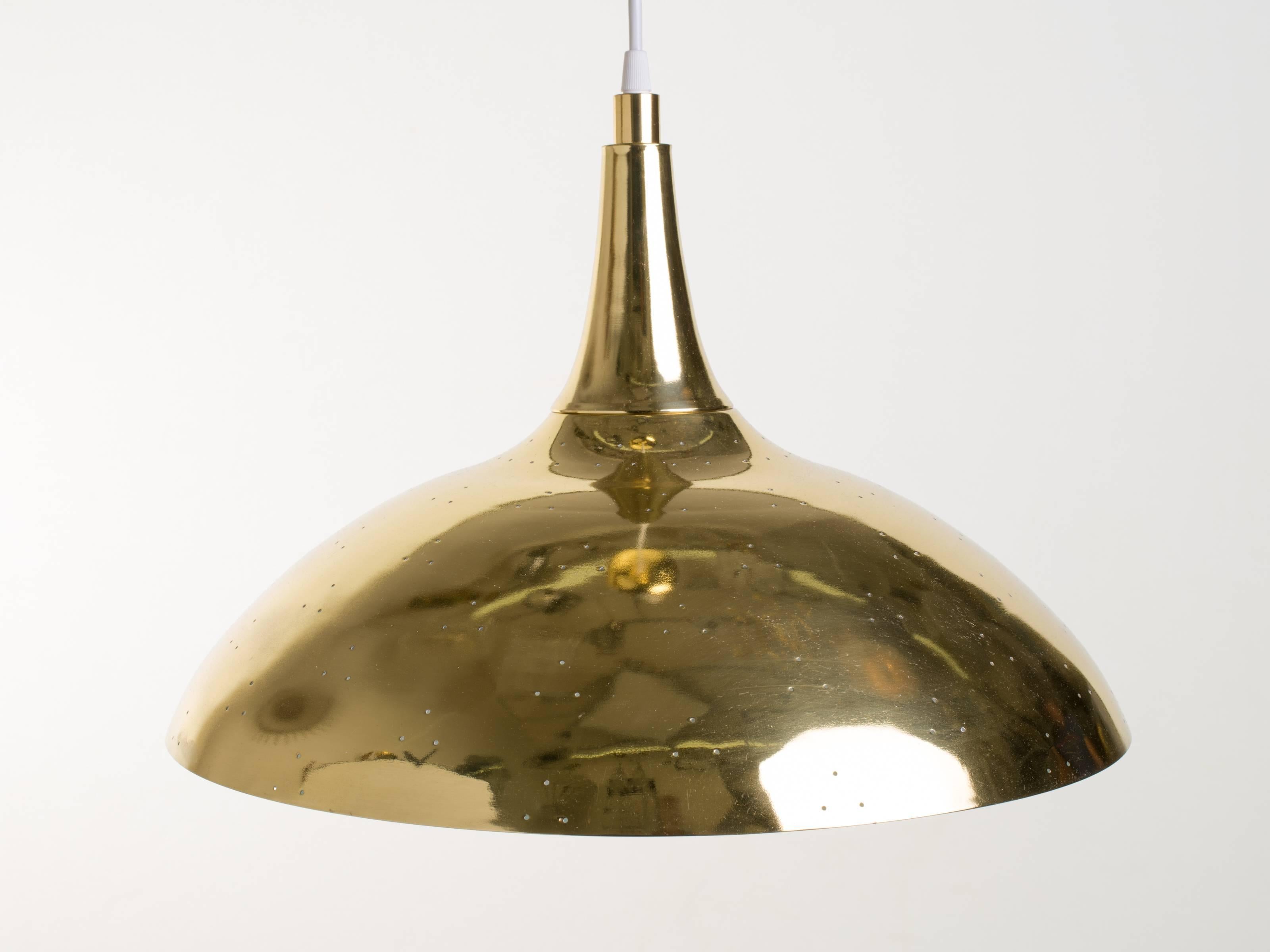 Mid-Century Modern Pair of Paavo Tynell Style Brass Pendants For Sale