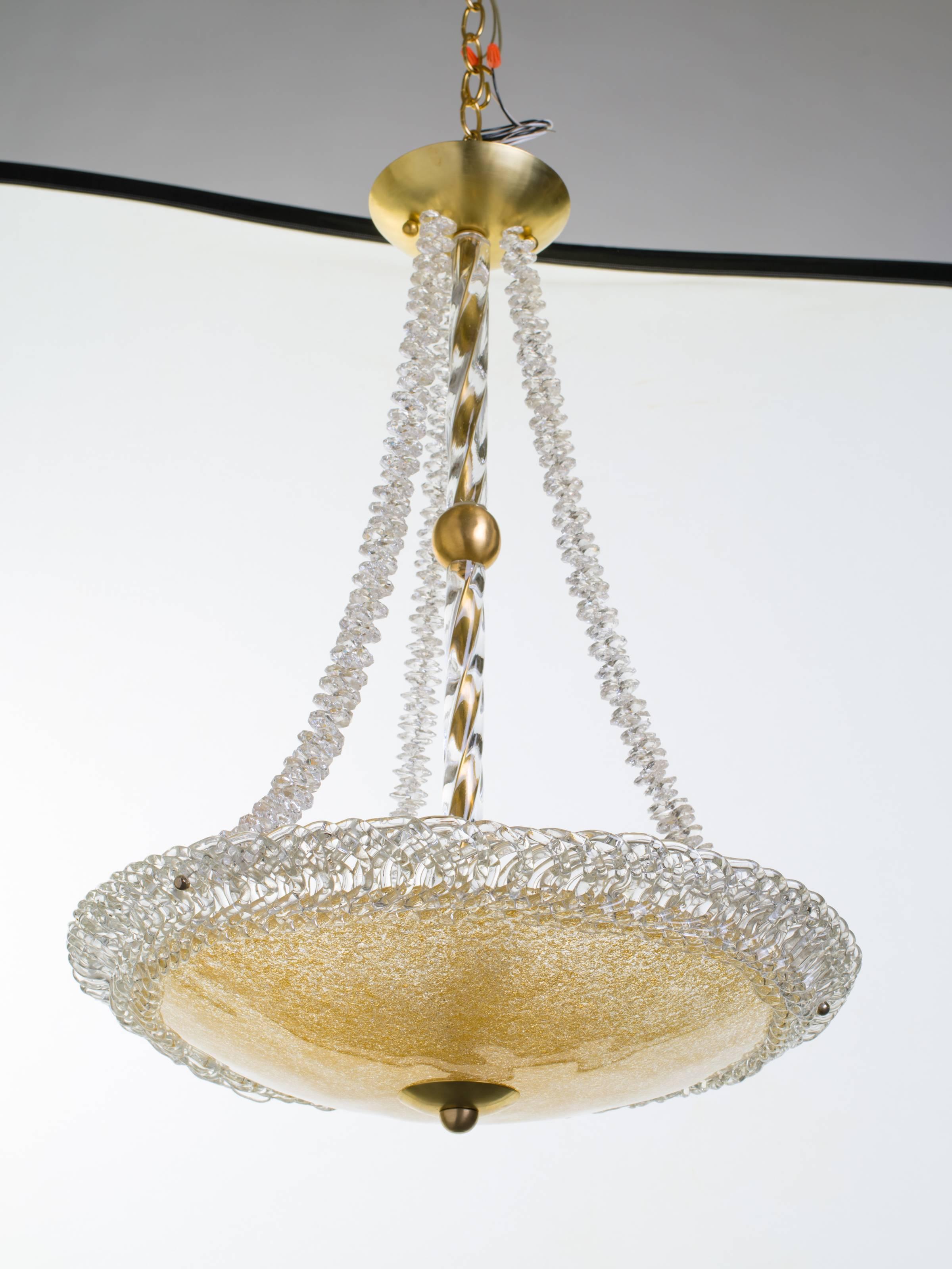 Murano glass chandelier with Swarovski crystal beaded accents.
