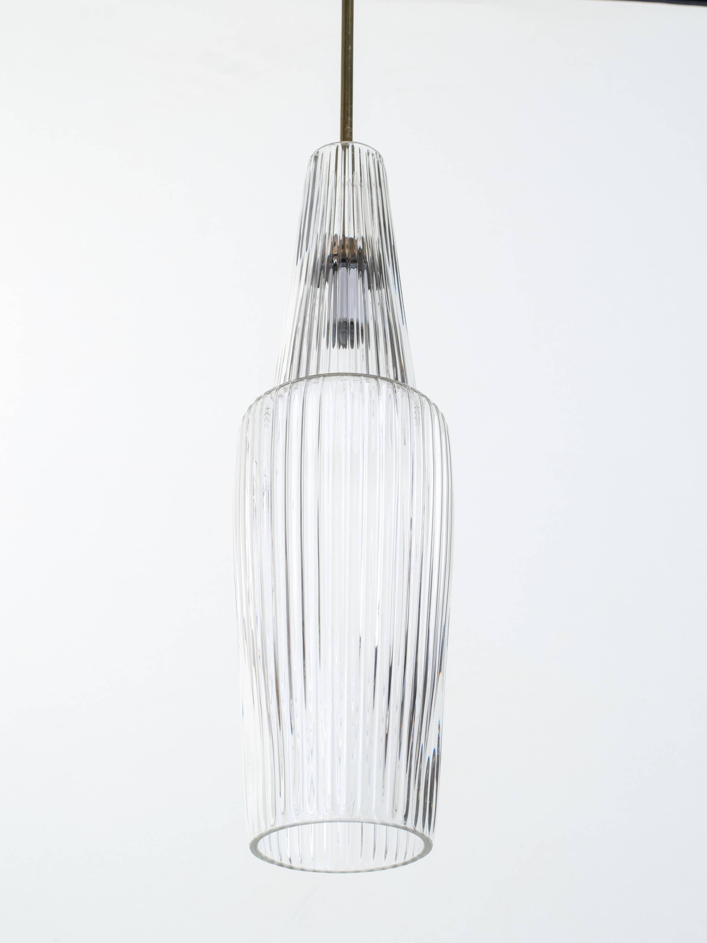 Swedish chandelier pendants with brass hardware.
Newly wired.
41 in H to the canopy
19.25 in H only the glass portion.
