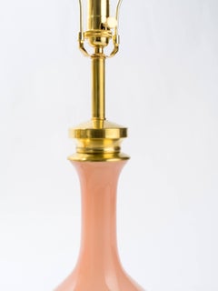 Pink Murano Glass and Brass Table Lamps