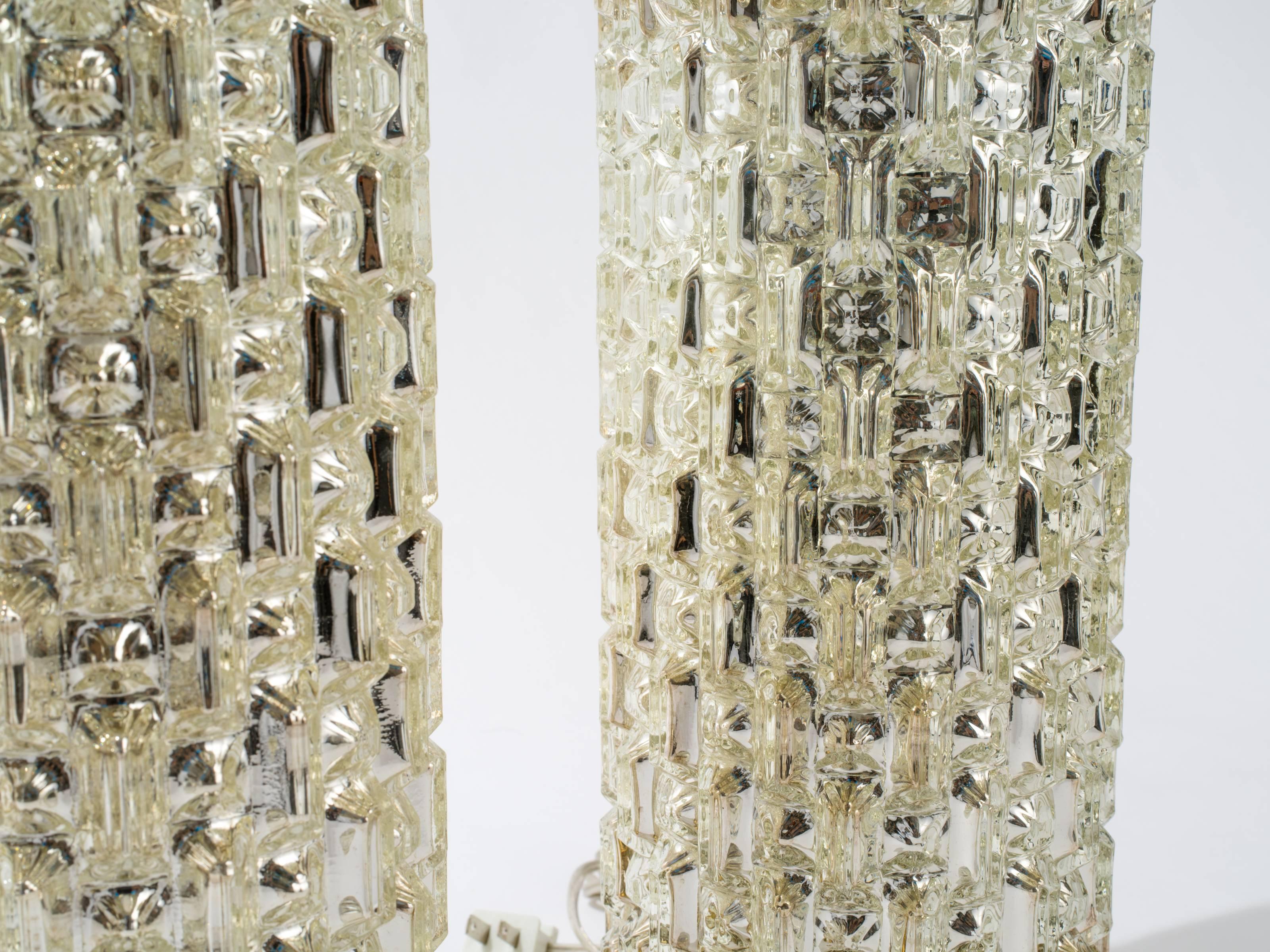 Pressed Textured Cylindrical Mercury Glass Lamps