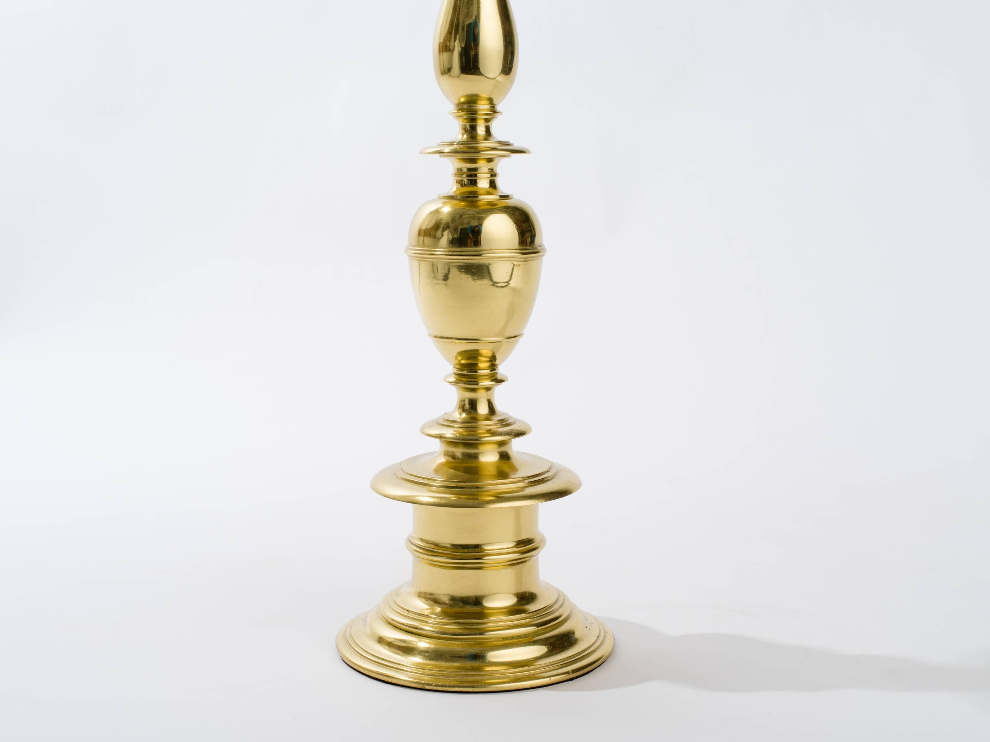 20th Century Mid-Century Single Cast Brass Lamp For Sale