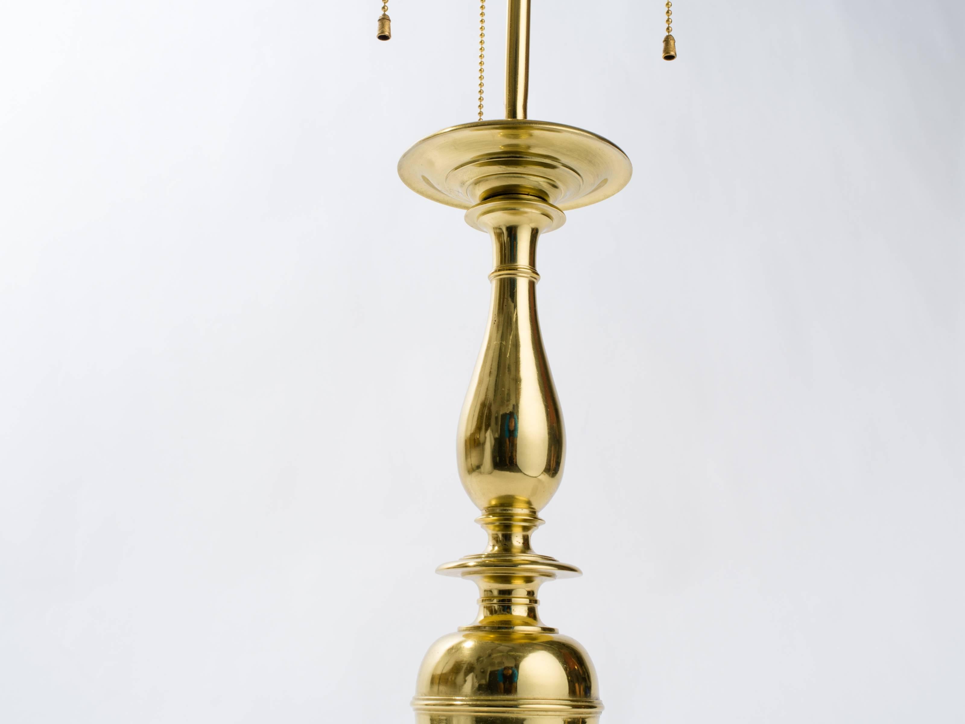 Italian Mid-Century Single Cast Brass Lamp For Sale