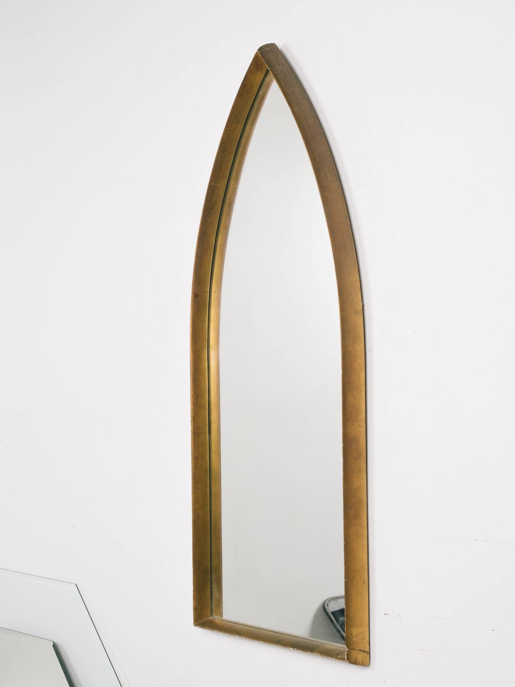 1960s Italian cathedral giltwood mirror.