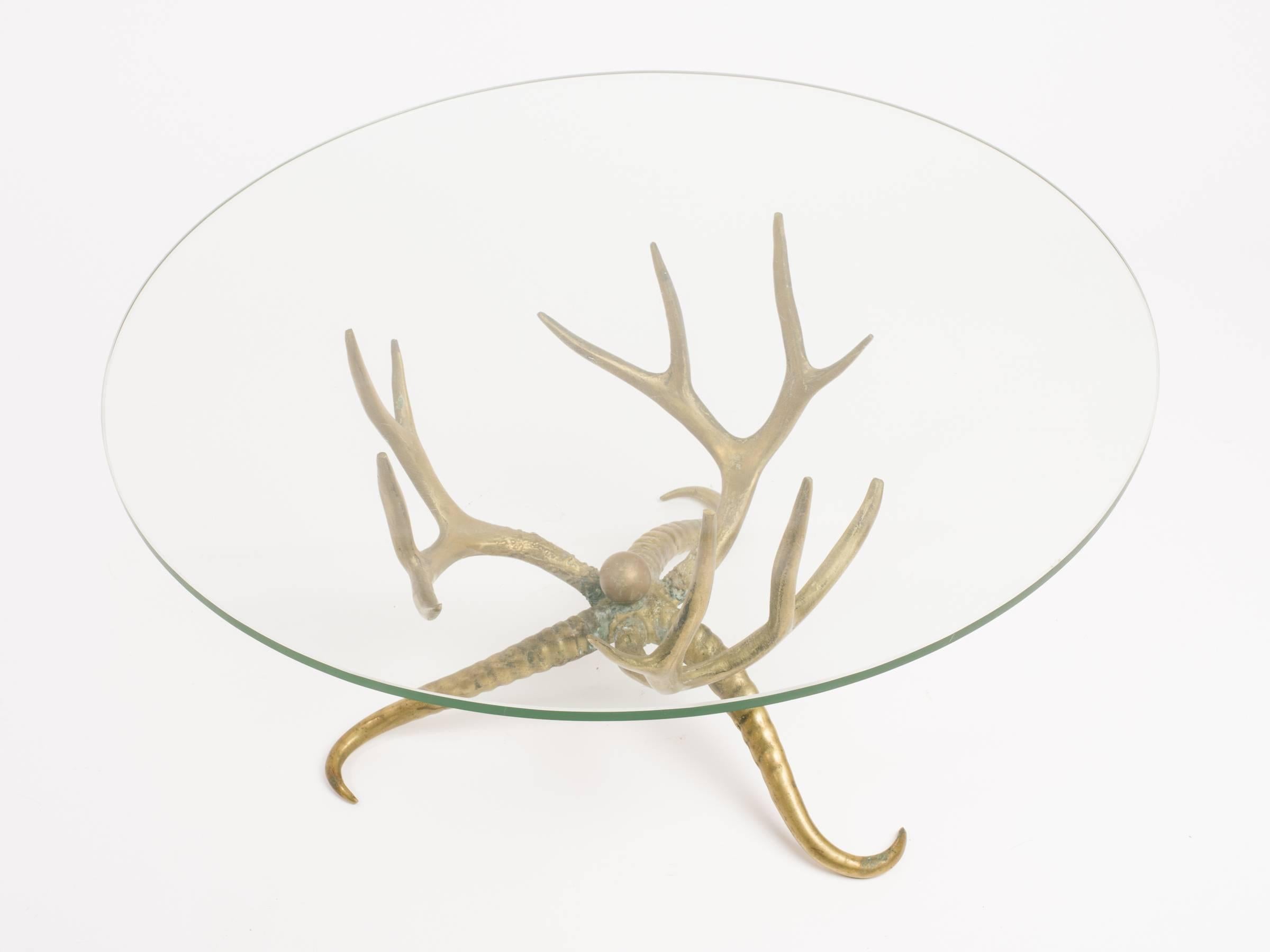 Mid-20th Century 1960s Brass Antler Coffee Table