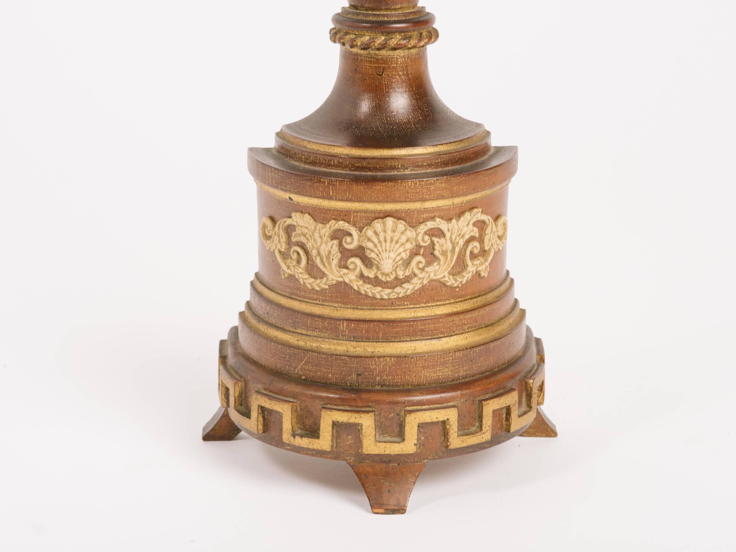 Mid-20th Century 1950s Italian Wood and Gesso Candlestick