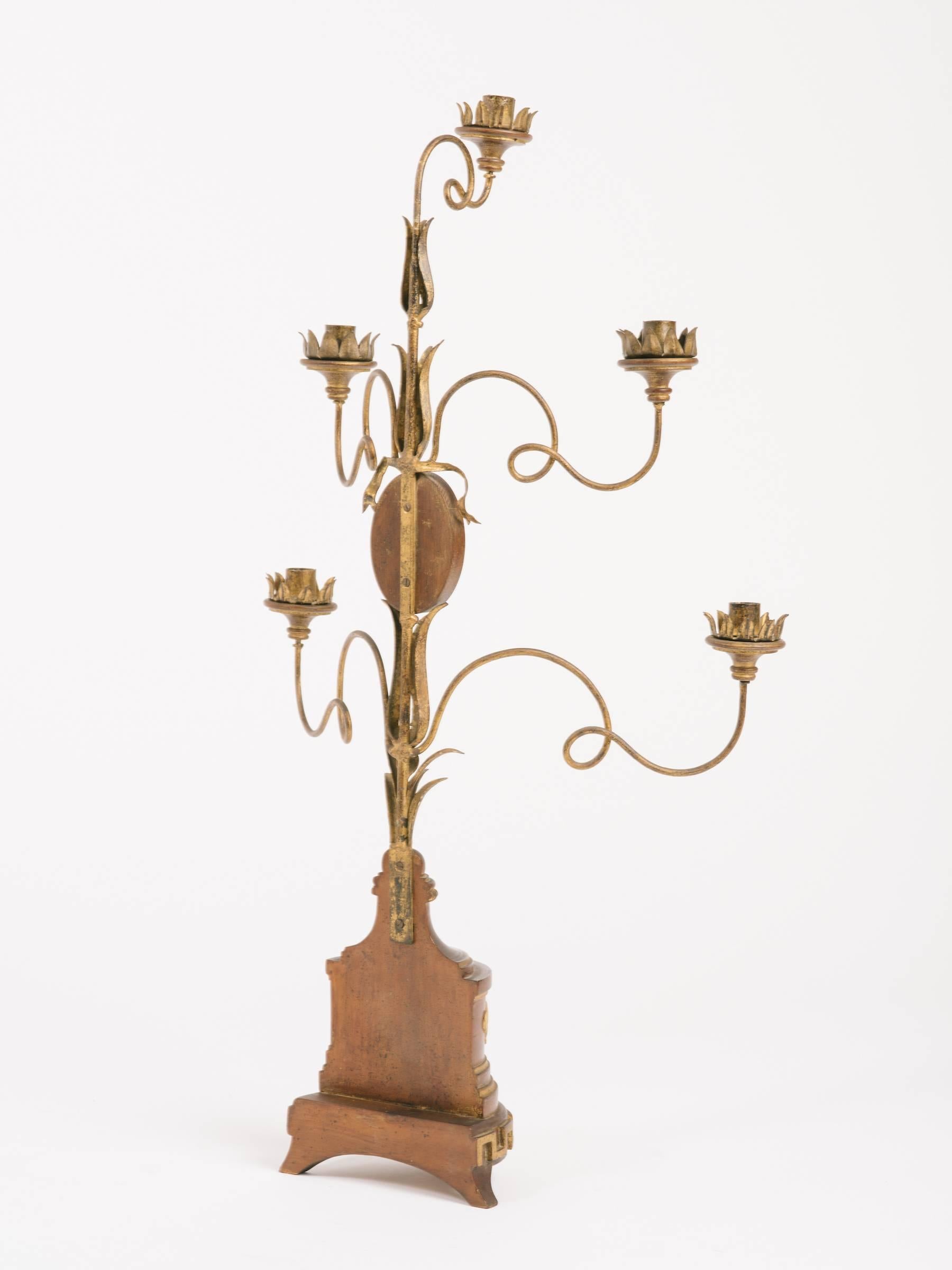 1950s Italian Wood and Gesso Candlestick 3