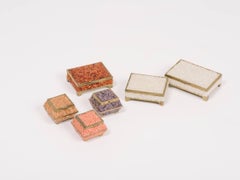 Set of Six Quartz and Coral Boxes