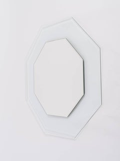 Miroir octogonal en verre biseauté des années 1970