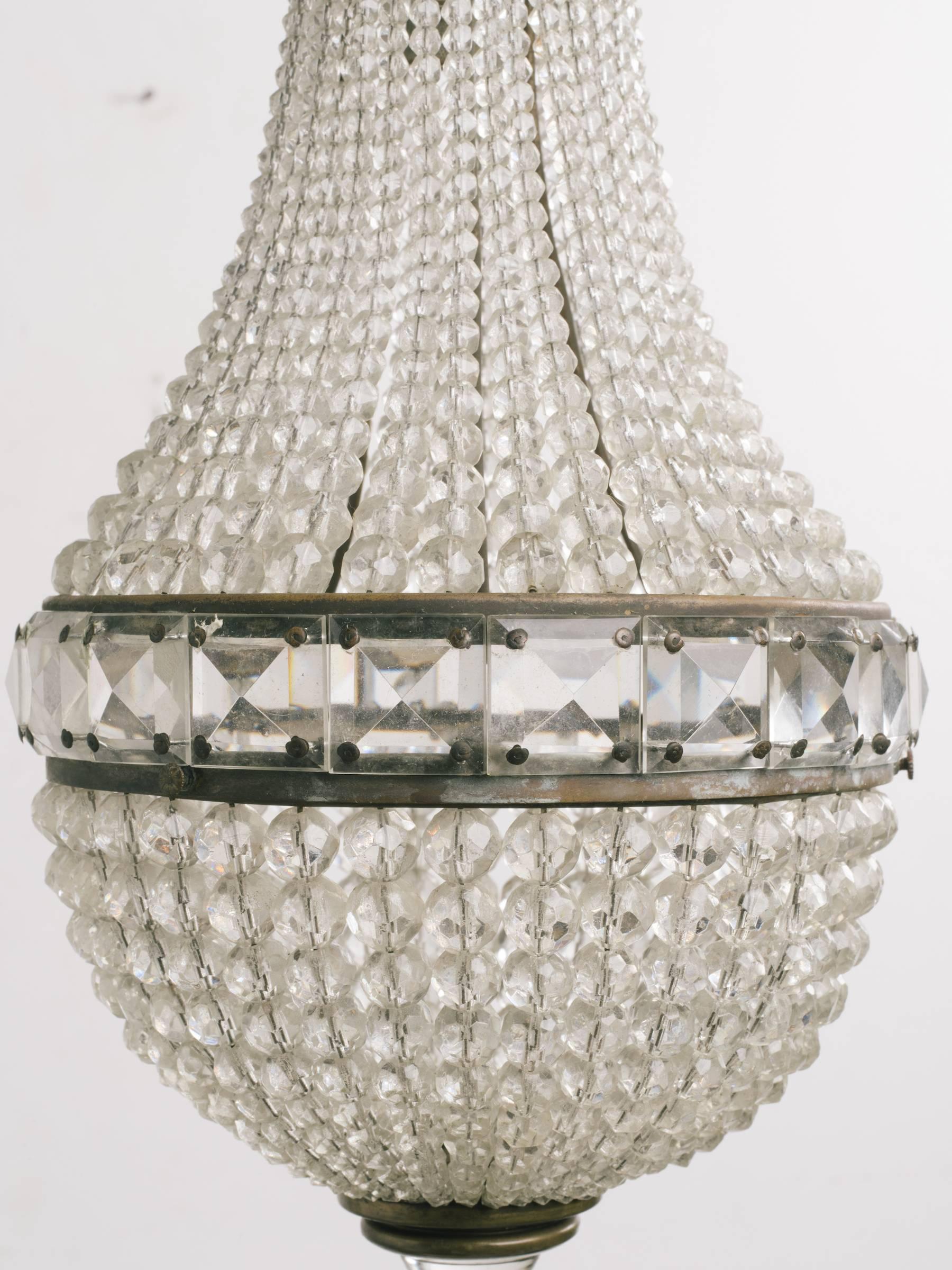 1950s Czechoslovakian Beaded Crystal Chandelier 2