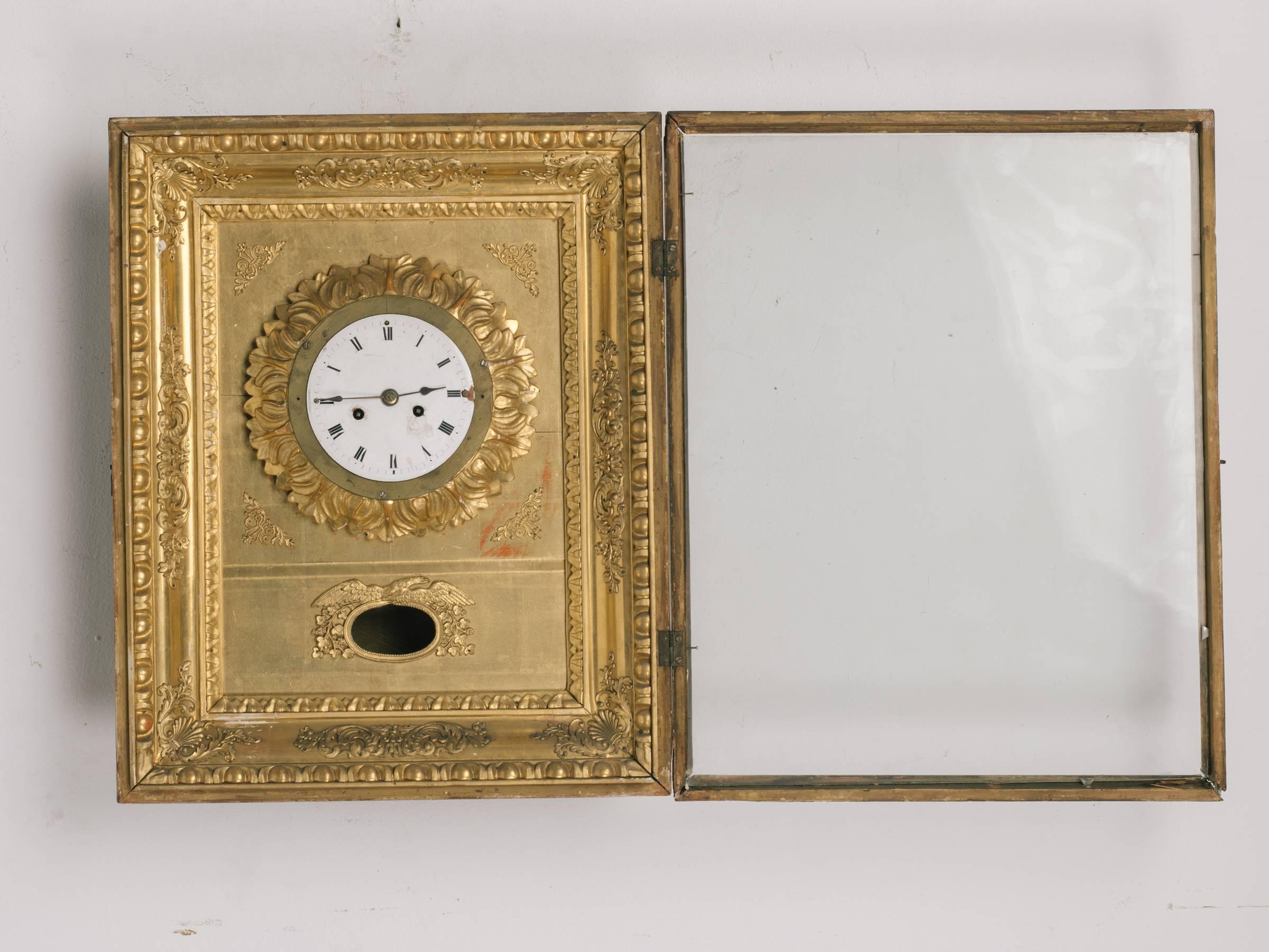 19th Century French Gilt Wall Clock 1