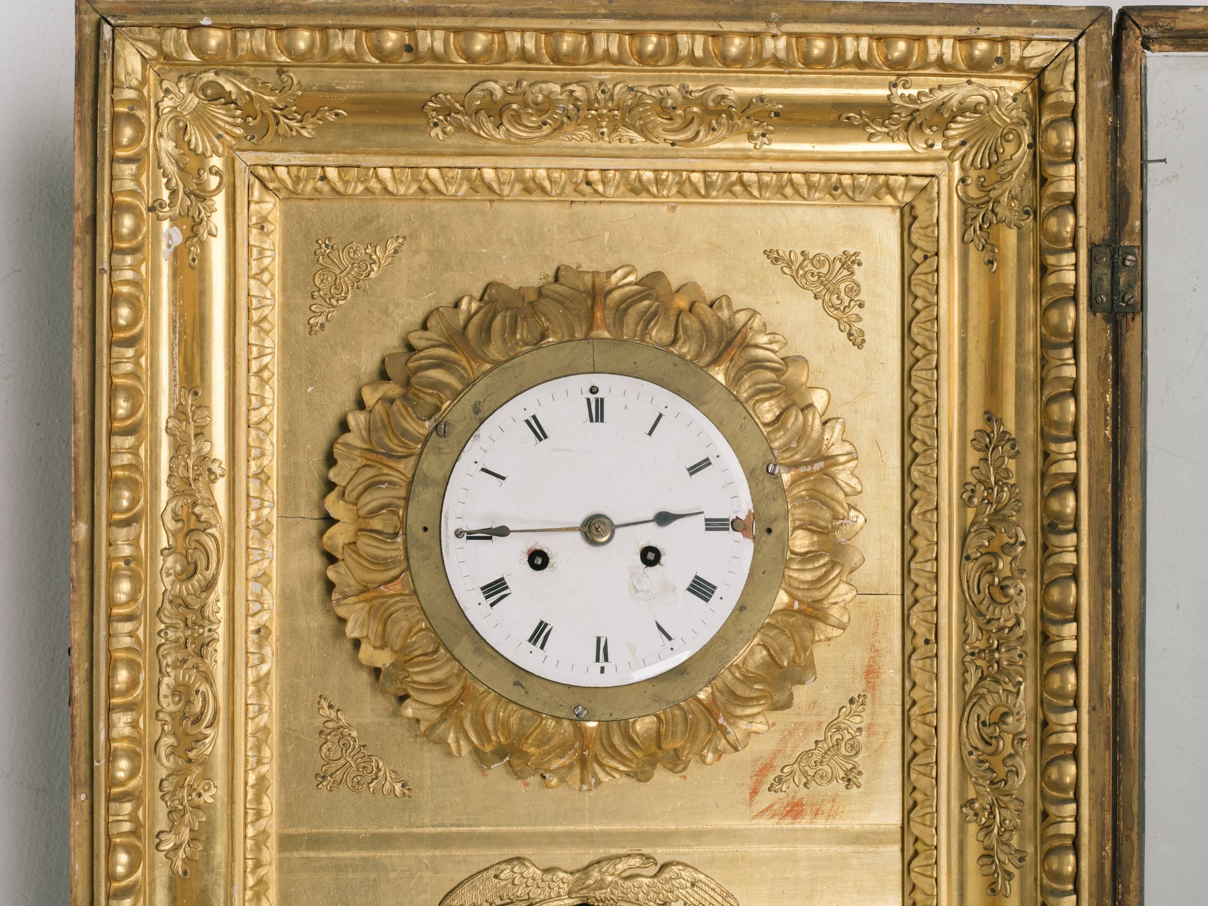 19th Century French Gilt Wall Clock 2