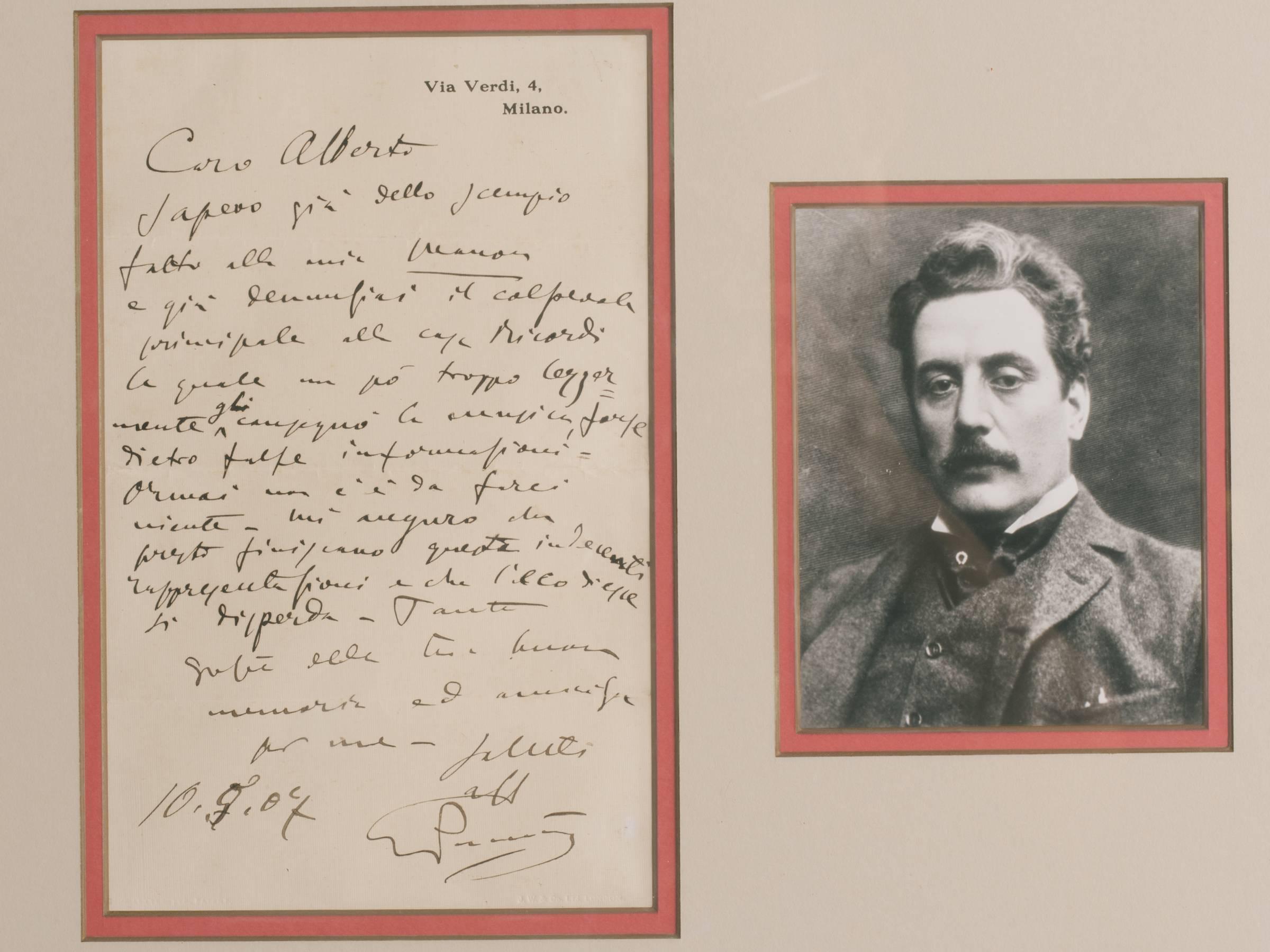 Giacomo Puccini Autographed Letter and Envelope In Good Condition In Tarrytown, NY