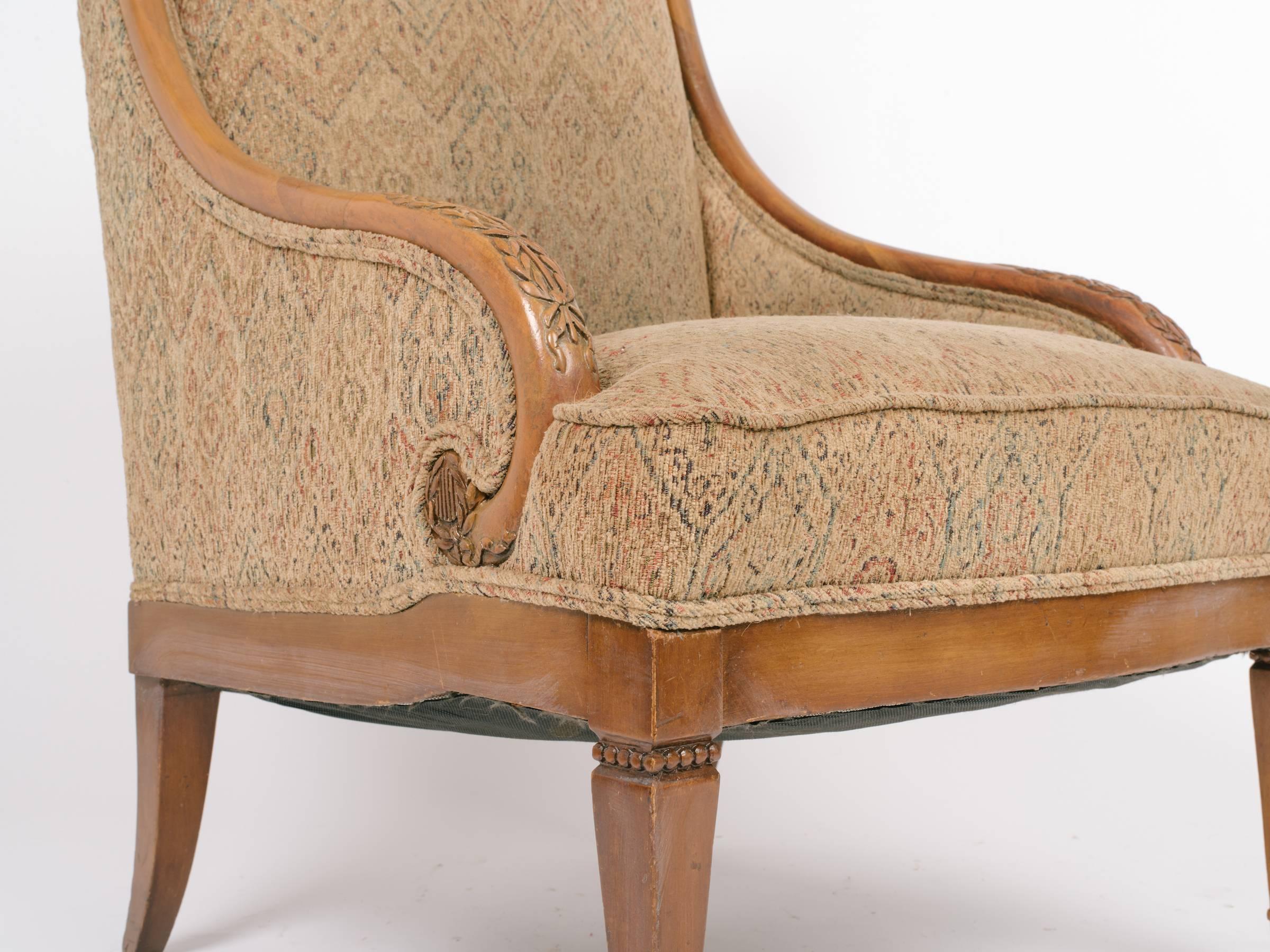 Mid-20th Century 1940s Carved Wood Lounge Chairs For Sale