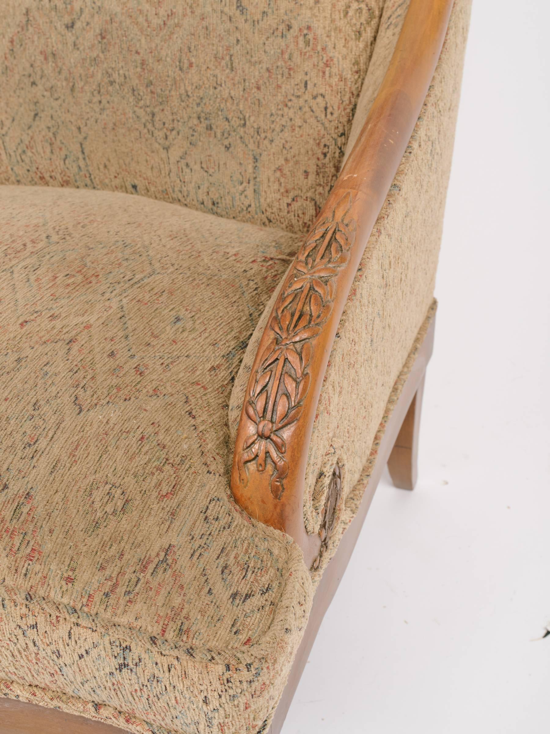 1940s Carved Wood Lounge Chairs For Sale 3