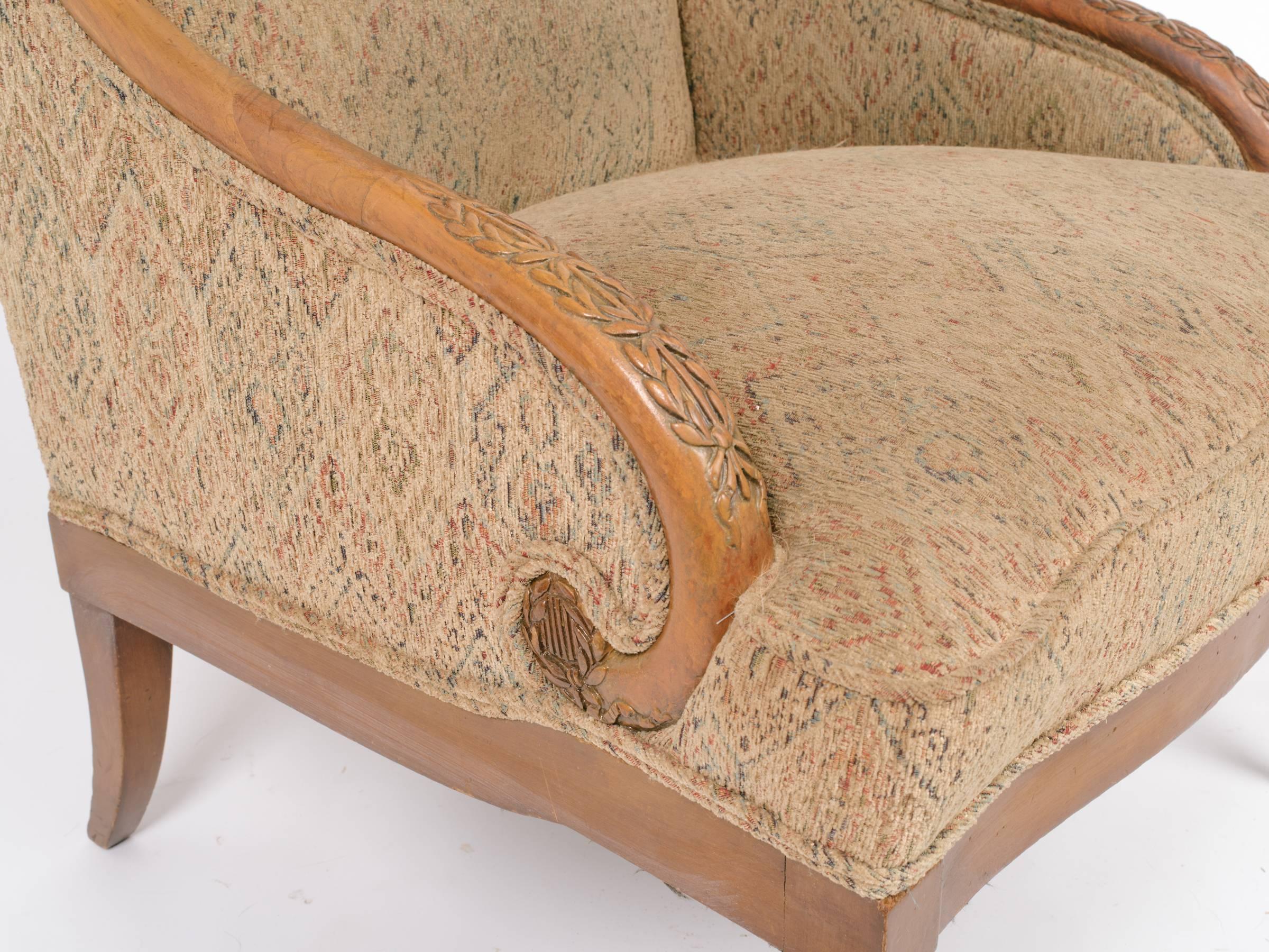 1940s Carved Wood Lounge Chairs In Good Condition For Sale In Tarrytown, NY
