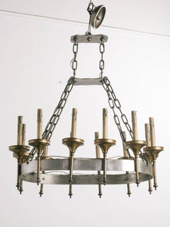 1970s Gothic Chandelier with Brass Accents