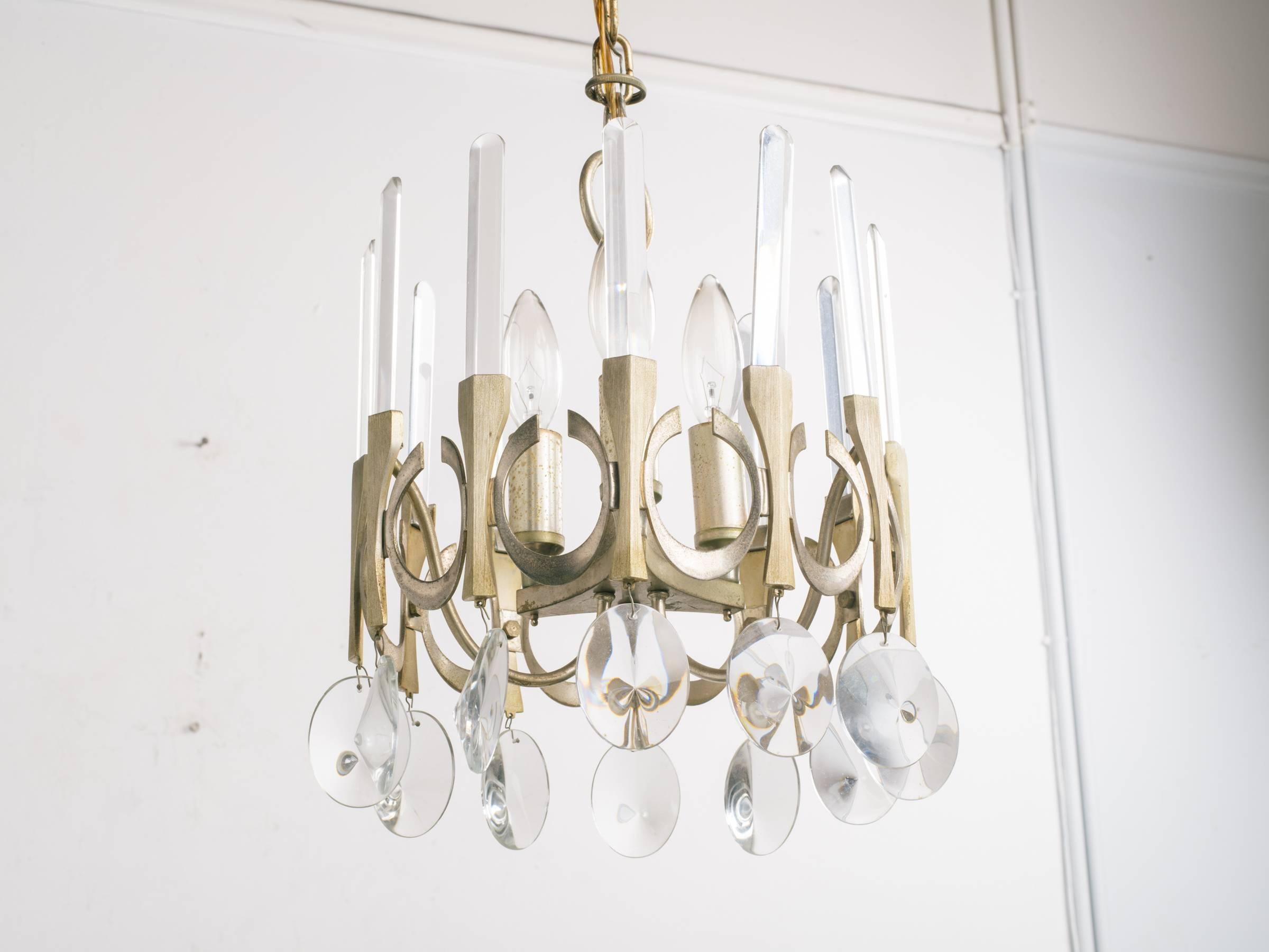 Late 20th Century Scolari 1970s Crystal/Metal Chandelier For Sale