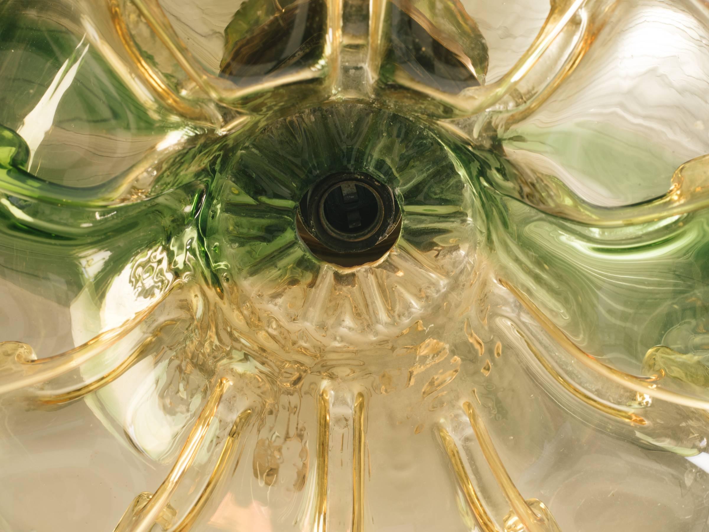 1970s Murano Amber Glass Chandelier 1