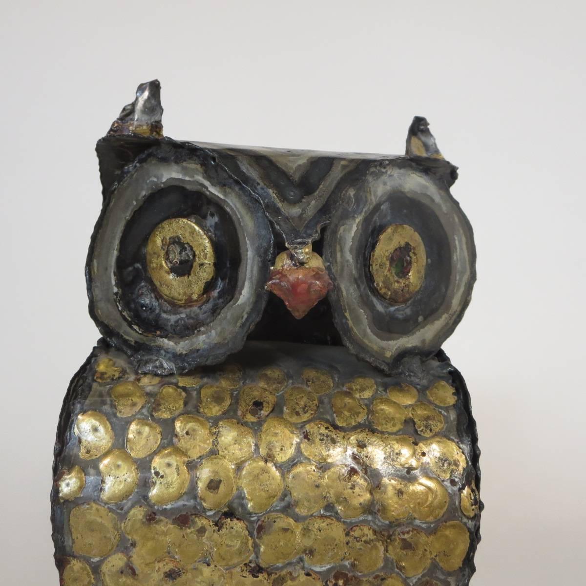 1970s Metal Owl Sculpture by Garfinkle In Good Condition In Tarrytown, NY