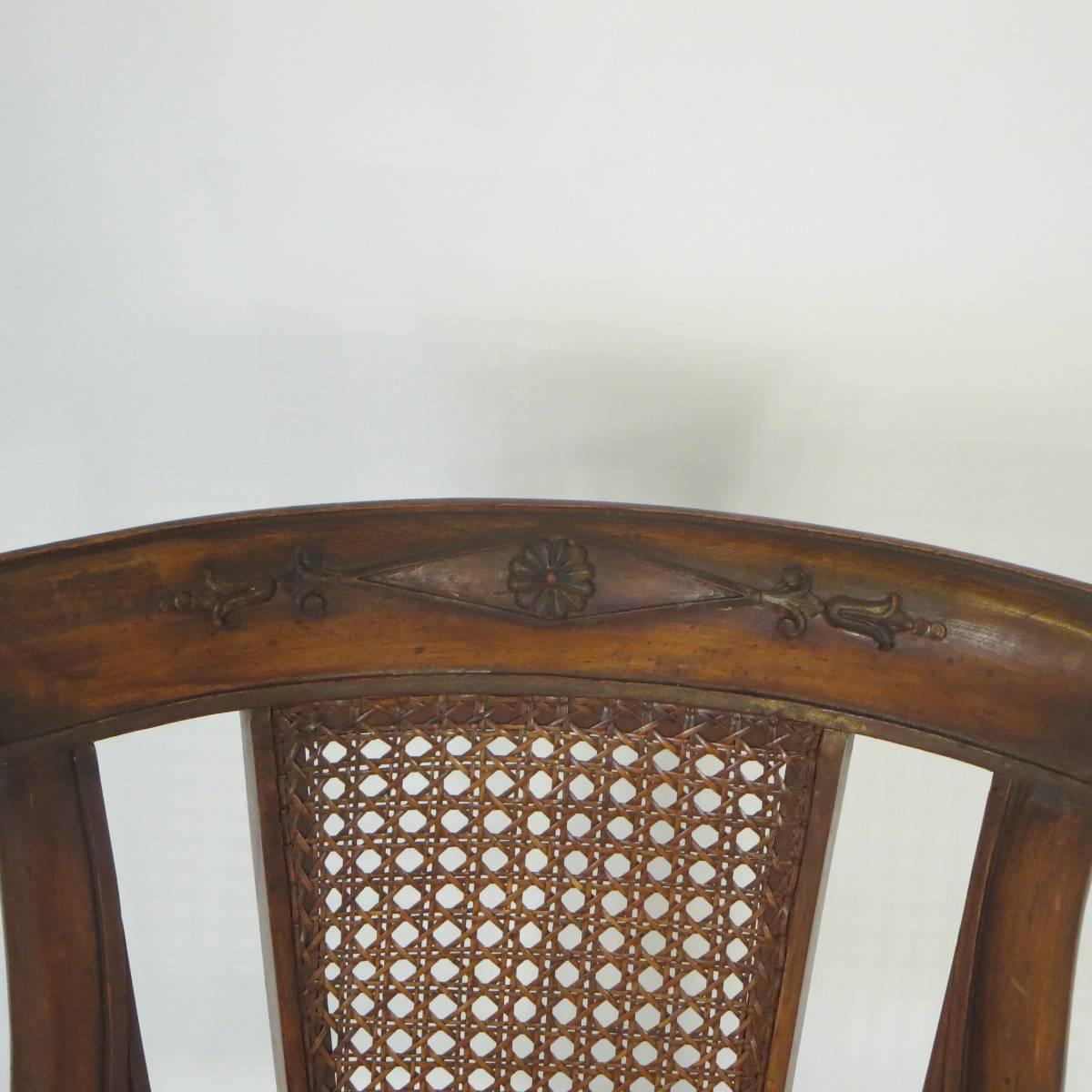 Four 1960s Regency Style Caned Italian Side Chairs For Sale 2