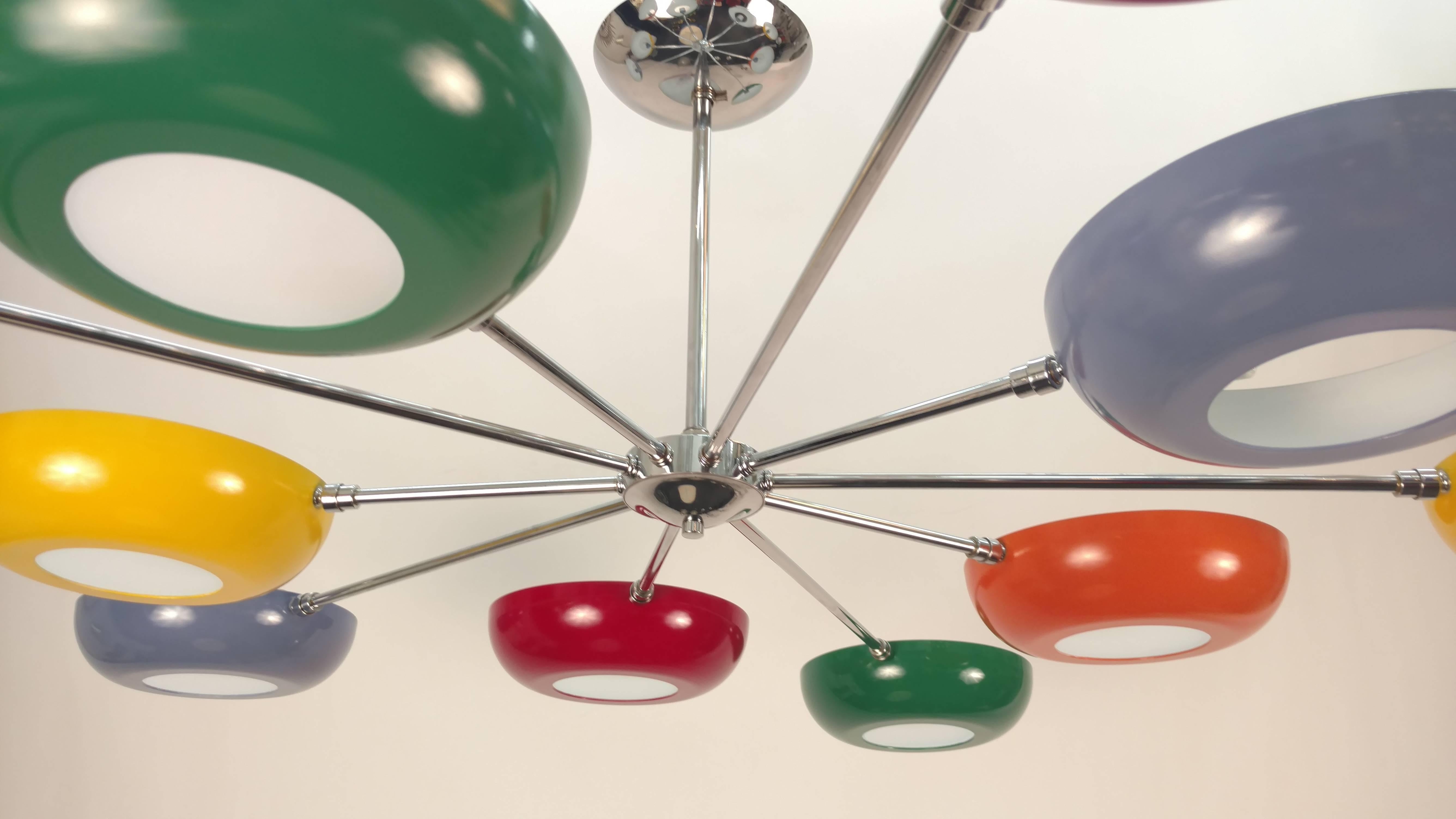 Stilnovo Style Multicolored Sputnik Chandelier For Sale 3