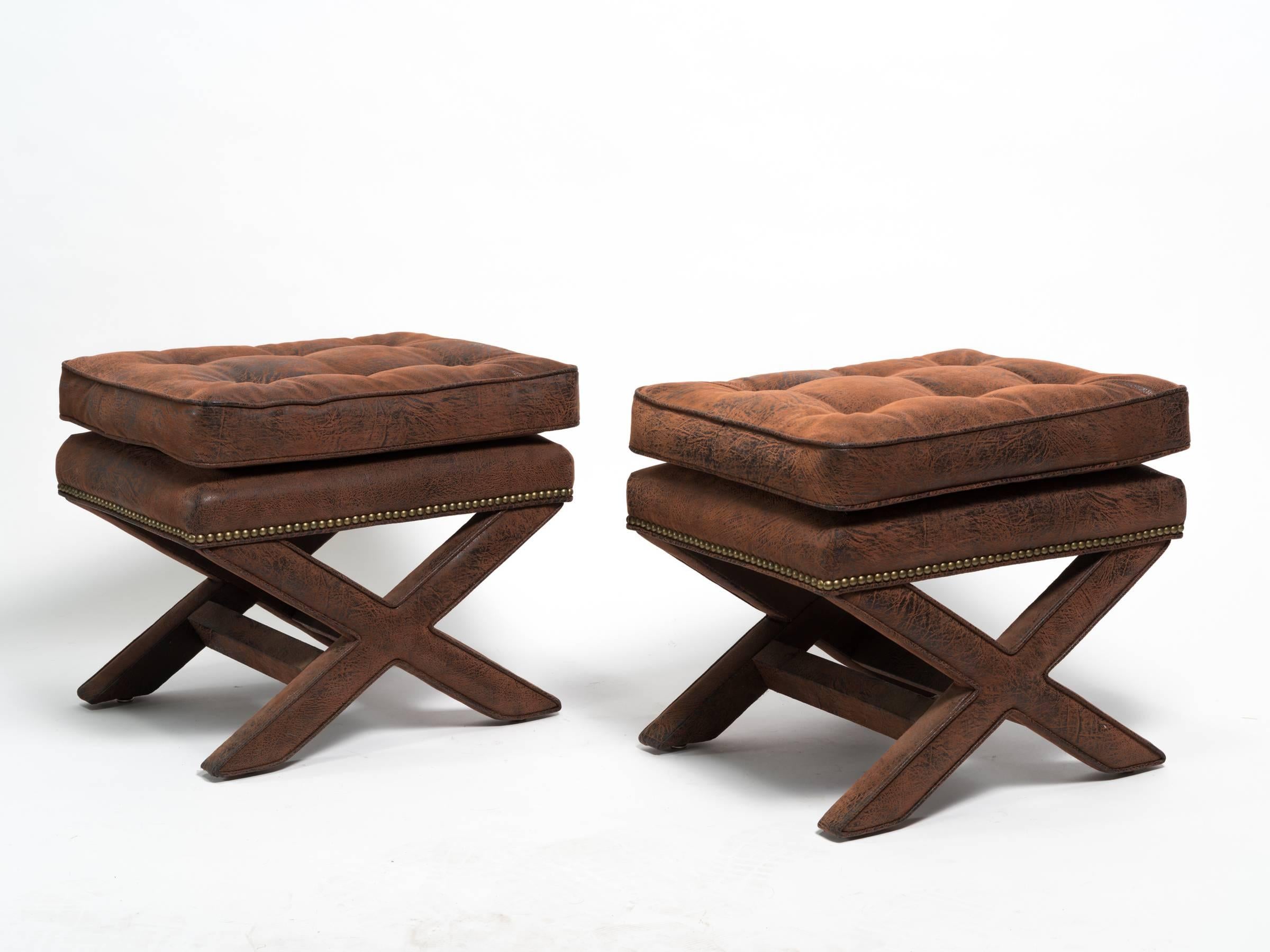 Pair of Billy Baldwin Style X-Benches 2