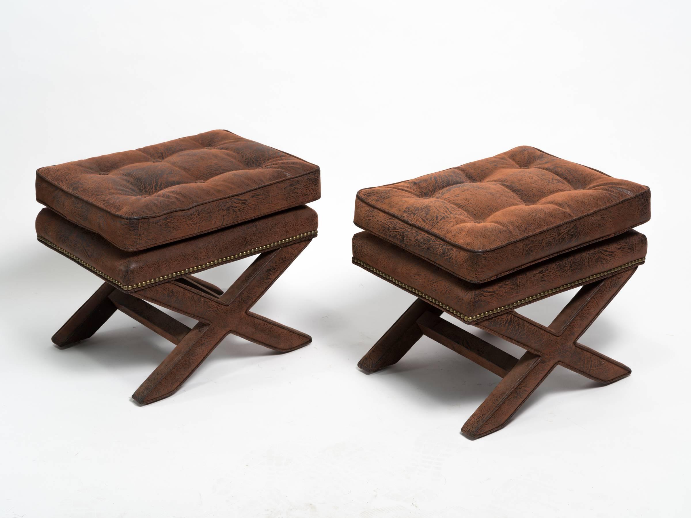 Pair of Billy Baldwin Style X-Benches 3