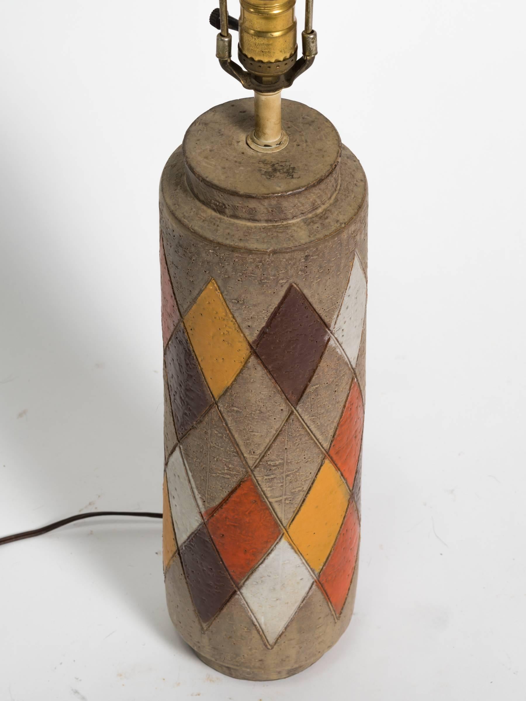 Mid-20th Century Pair of Bitossi Italian Ceramic Harlequin Lamps
