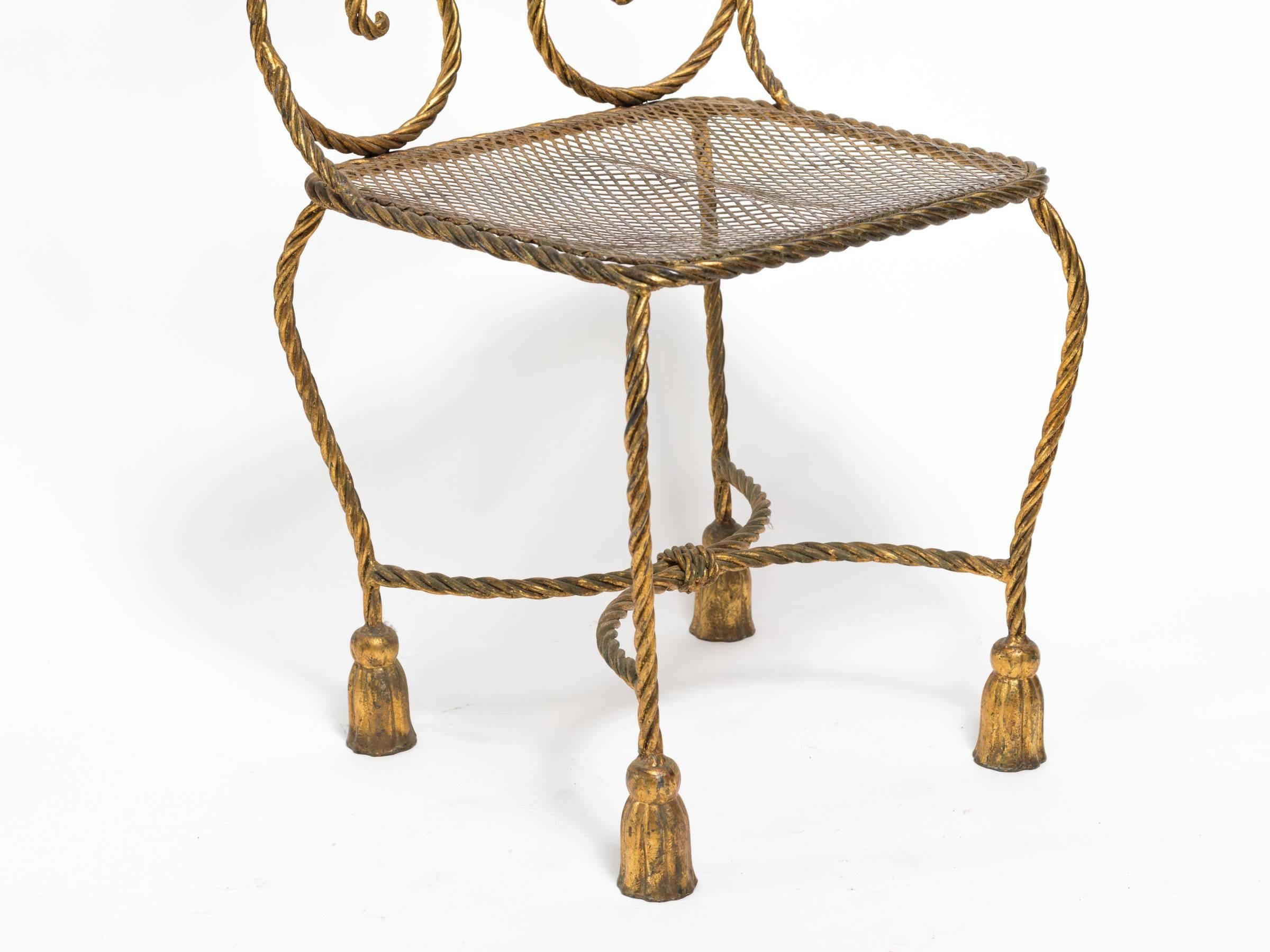 Mid-20th Century Gilt Lyre Chair For Sale