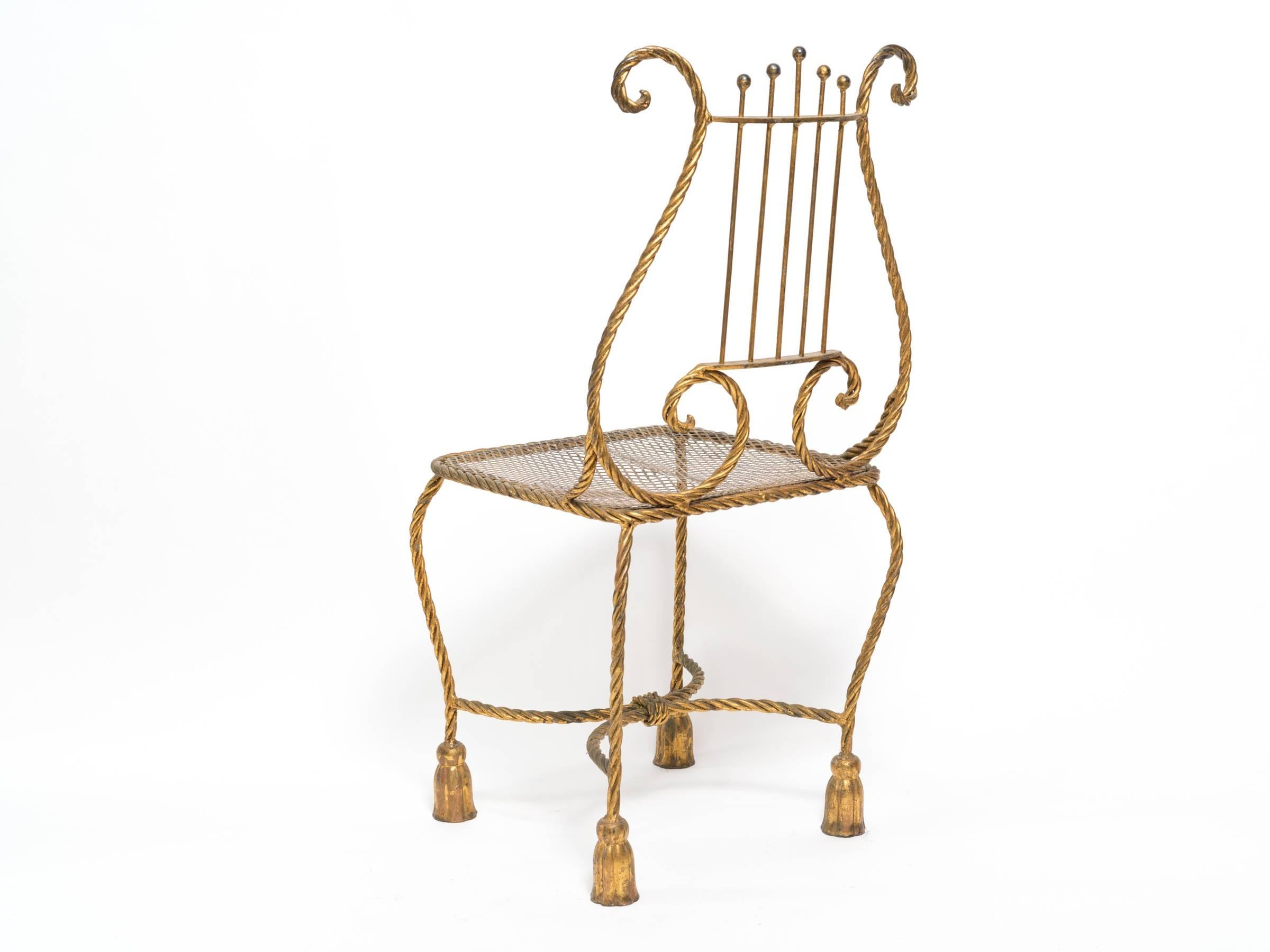 Italian Gilt Lyre Chair For Sale